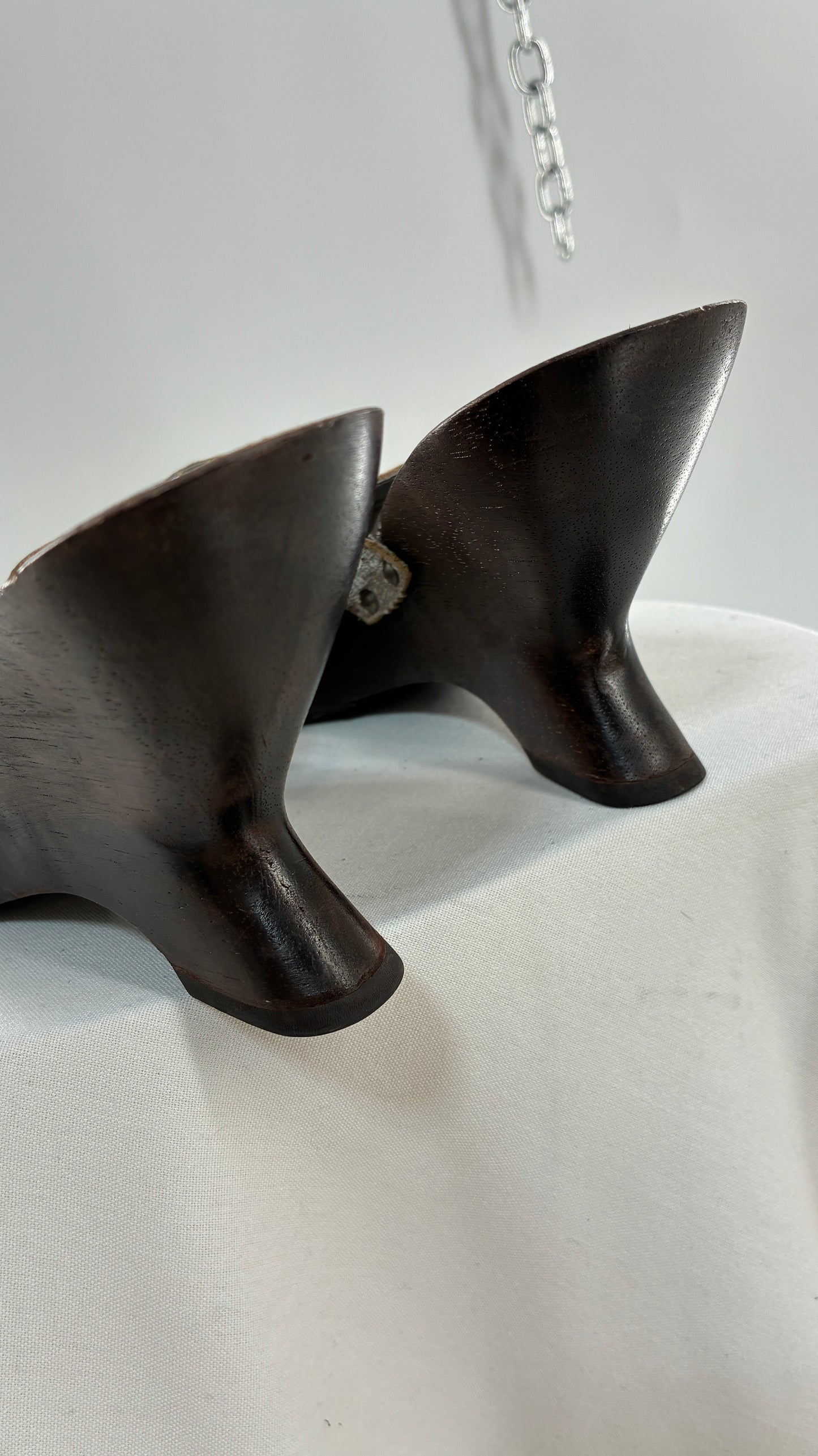 Vintage XOXO Wooden Wedge Heel with Silver Caging (9)