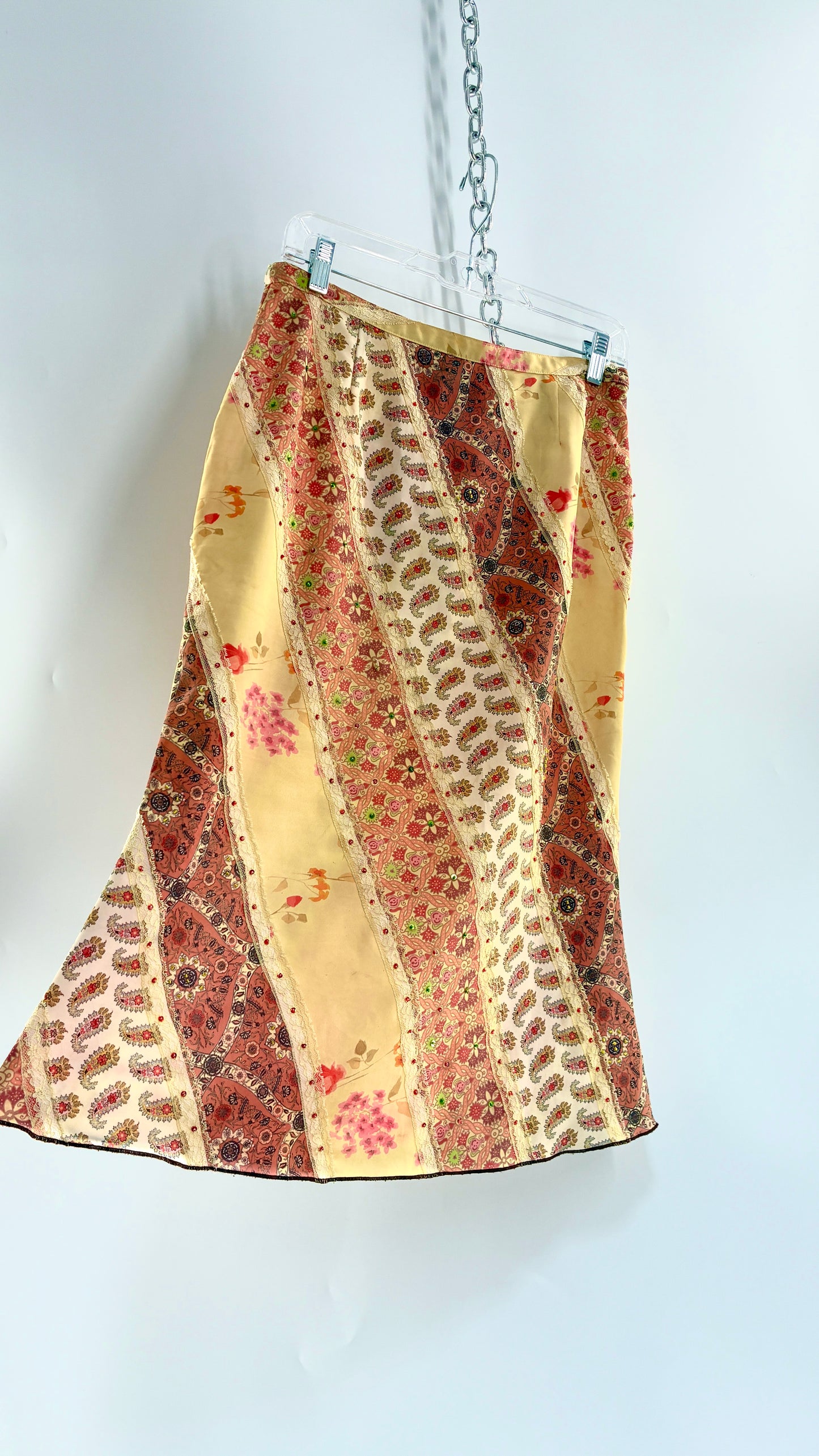 Vintage JANE DOE Paneled Skirt with Embroidered Sequin Details (Large)