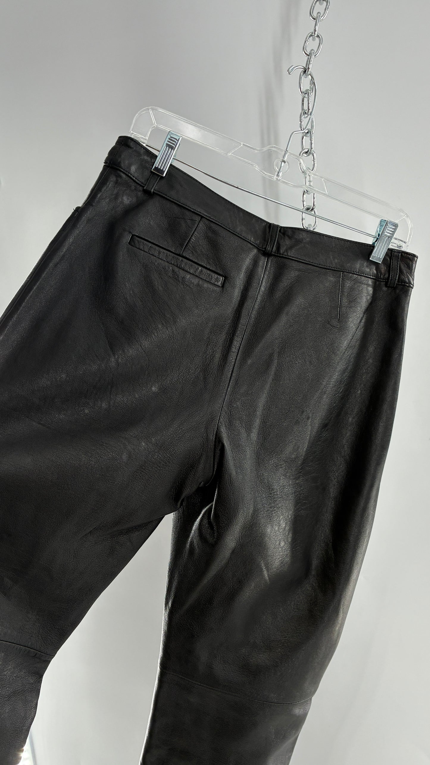 Vintage INC Black Soft Genuine Leather  Side Closure Pants (6)