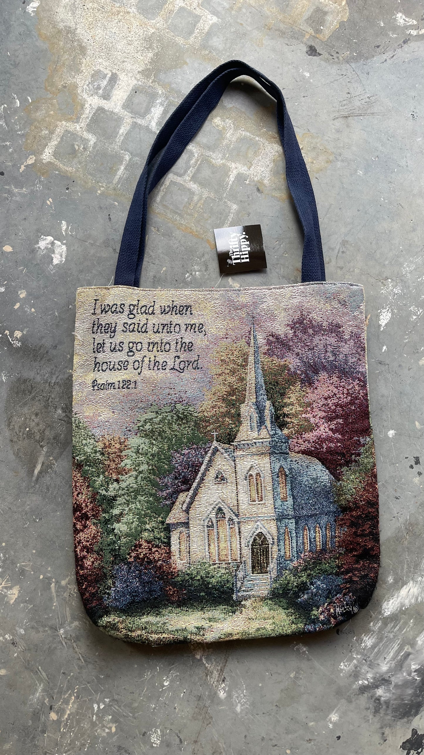 Vintage Dual Side Psalm Bible Verse Tapestry Tote Bag