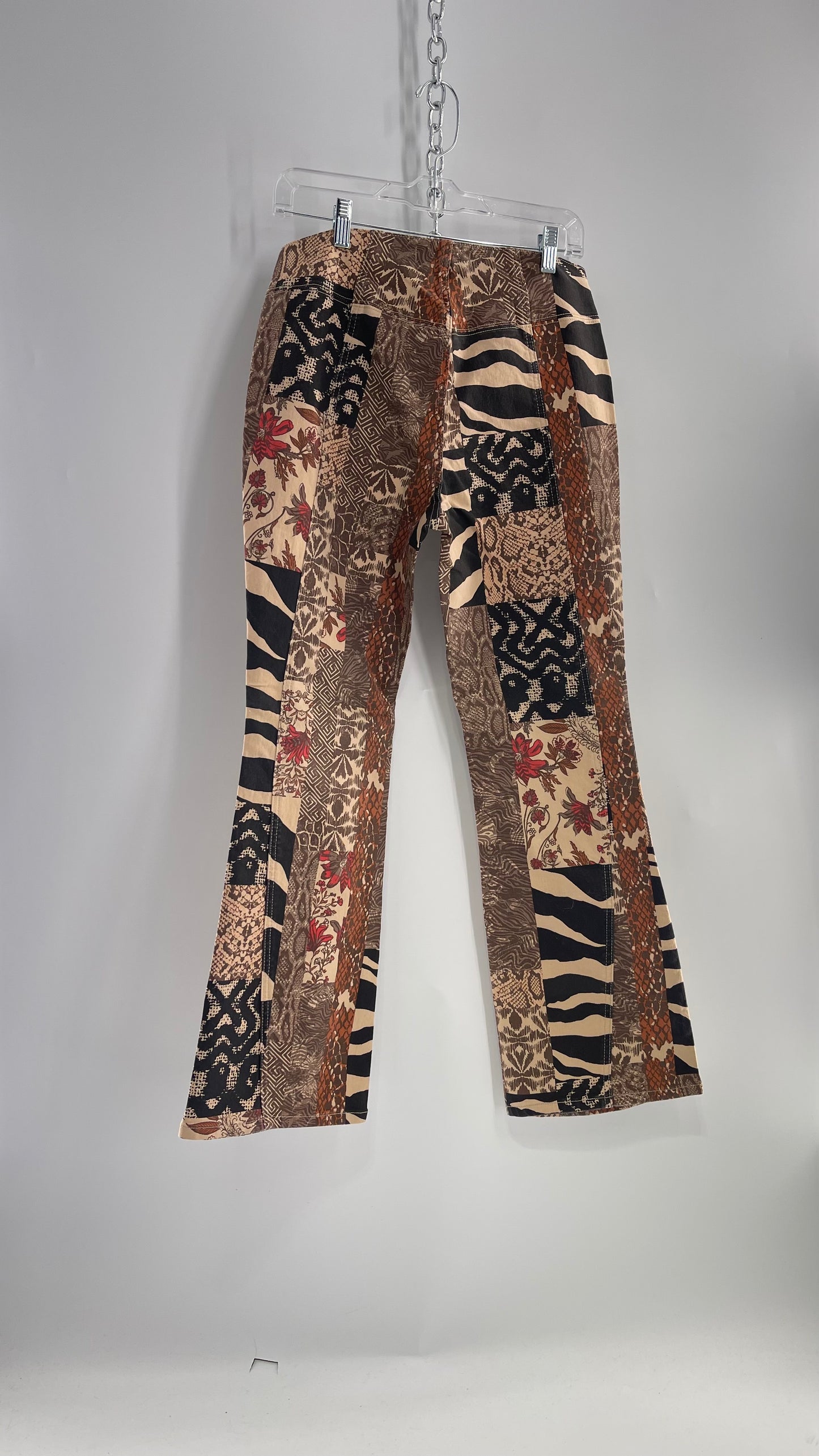 Animal Print Patchwork Graphic Low Waisted Kickflares Free People We The Free (29)