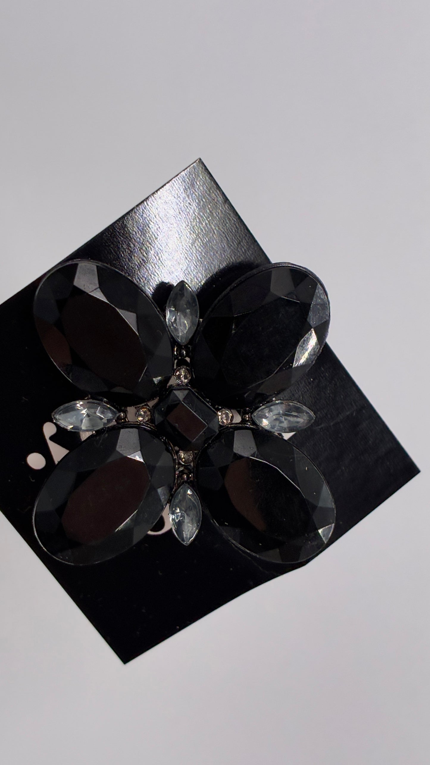 Vintage Black Oversized Jewels Pin Brooch
