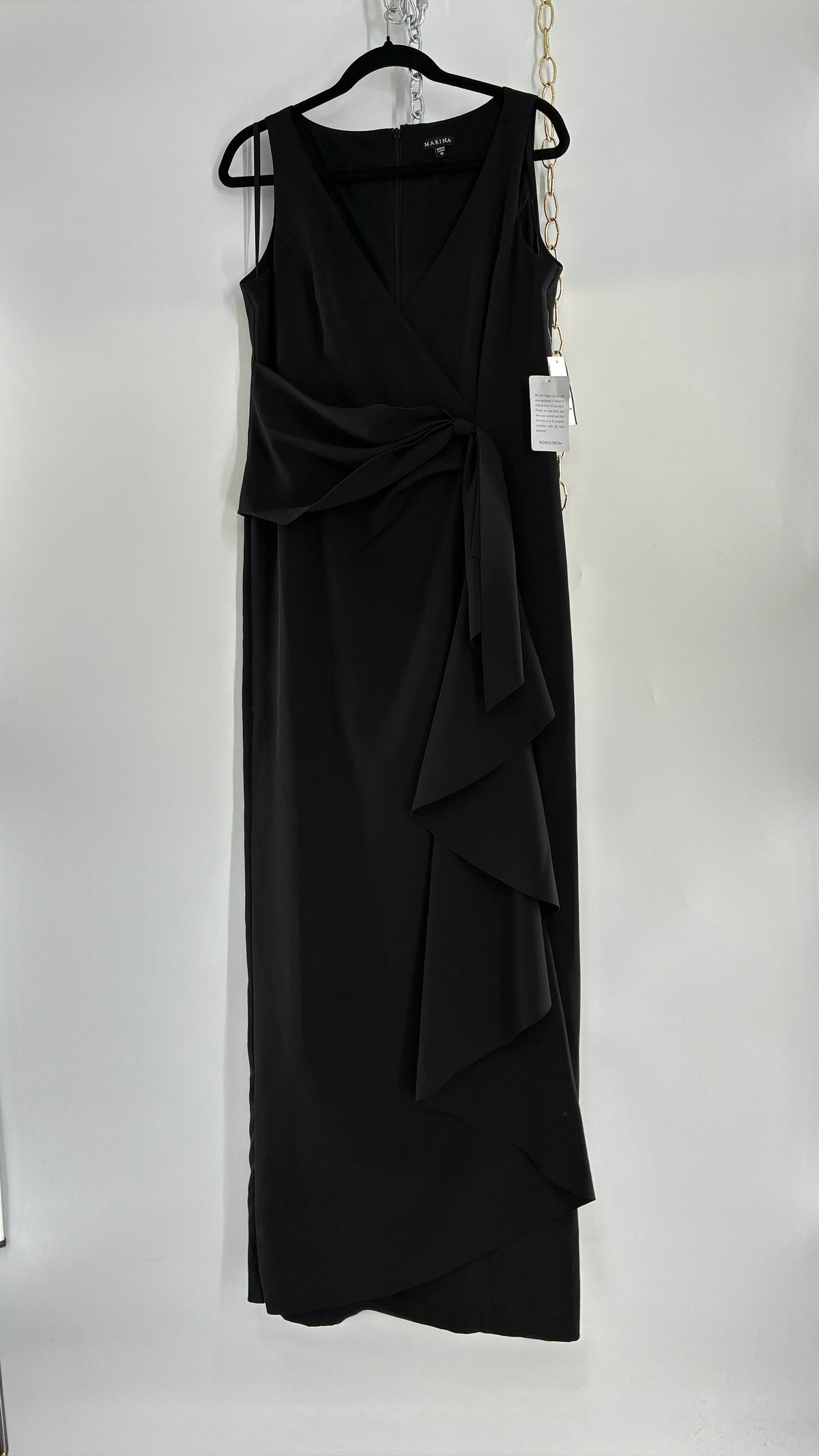 Deadstock Vintage MARINA Black Gown with Draping and Tags Attached (10)
