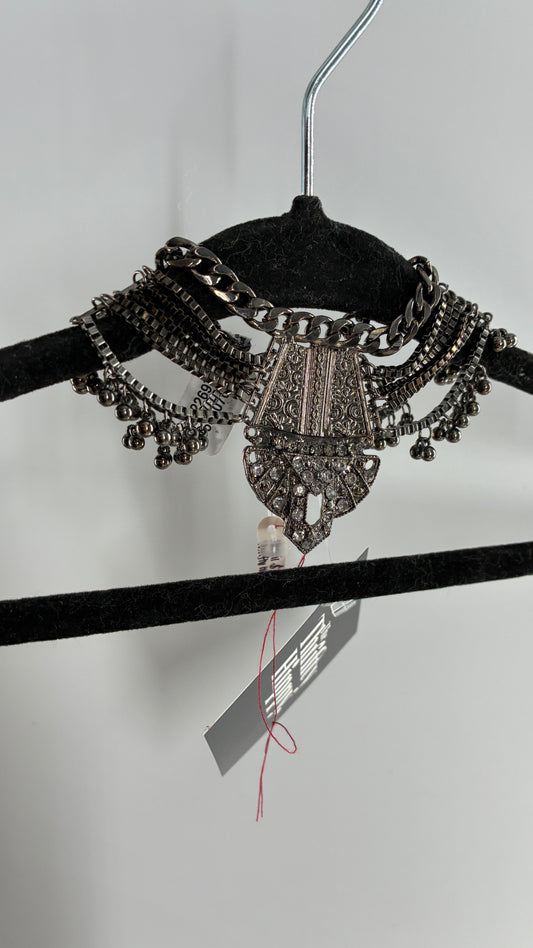 Free People Gun Powder Metal Elaborate Chain Bracelet/Anklet