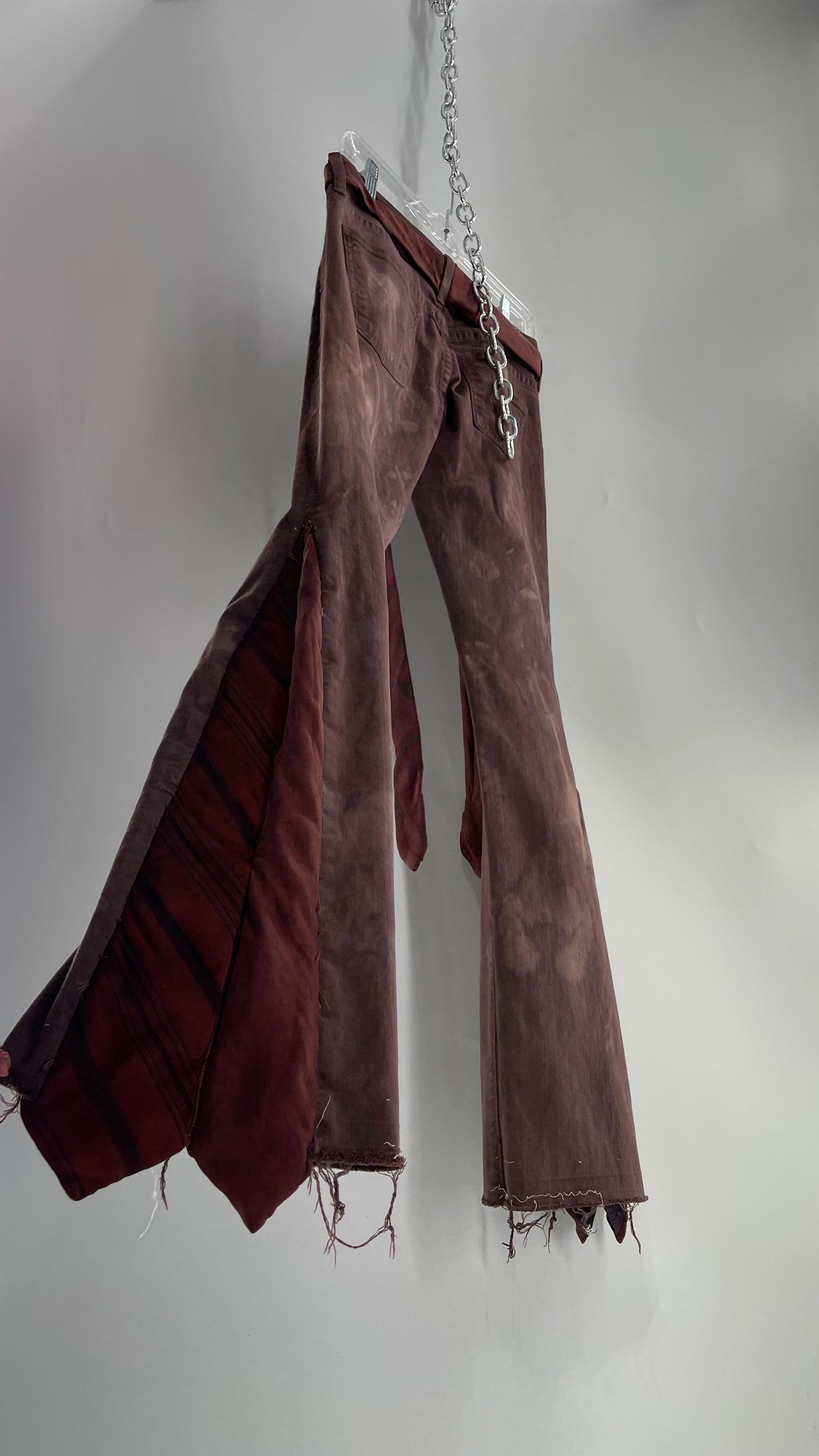 Custom Brown Tie Side Bell Bottom Kick Flare Pants (27)