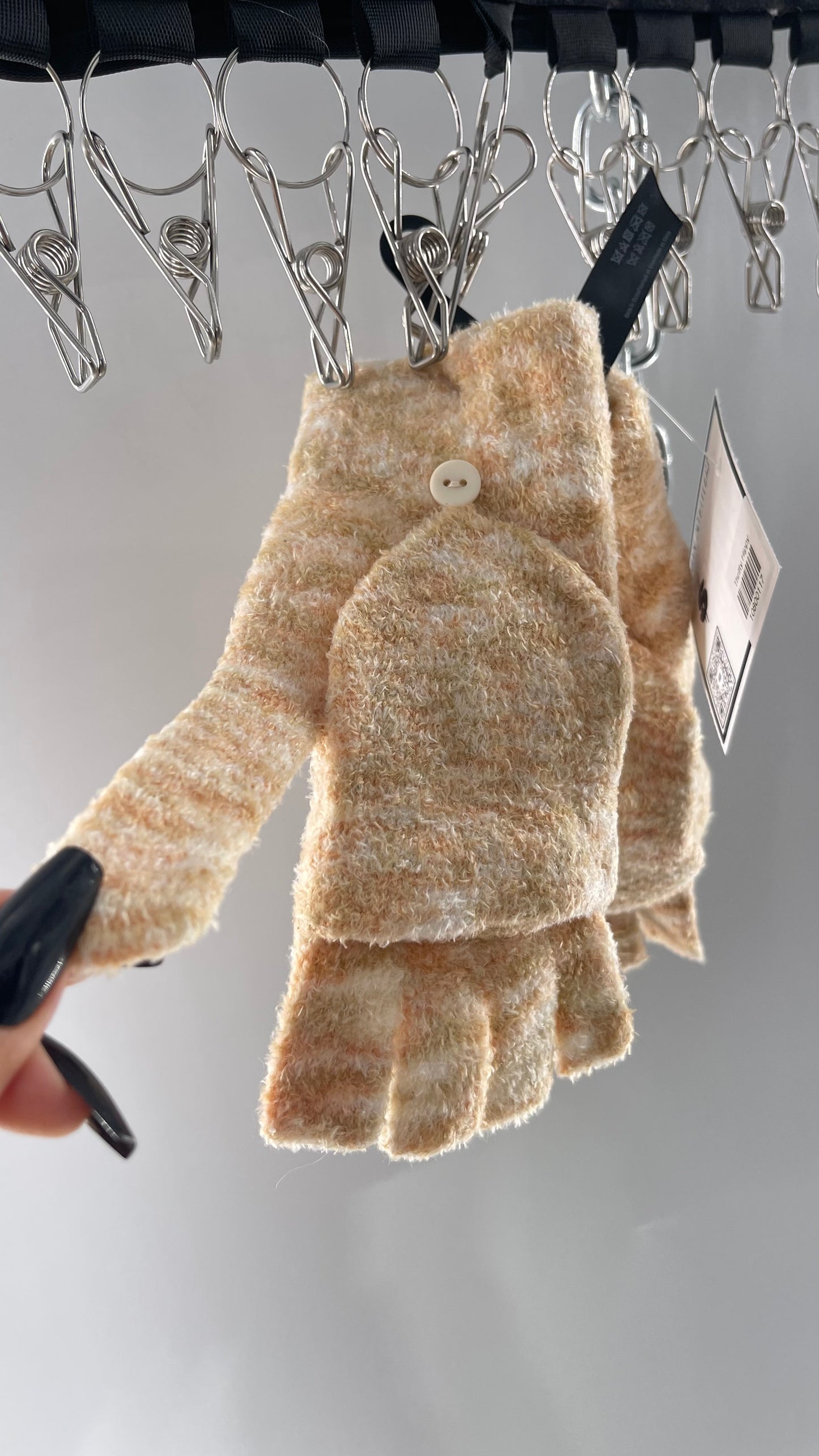 Urban Outfitters Tan Fingerless Gloves with Mitten Option