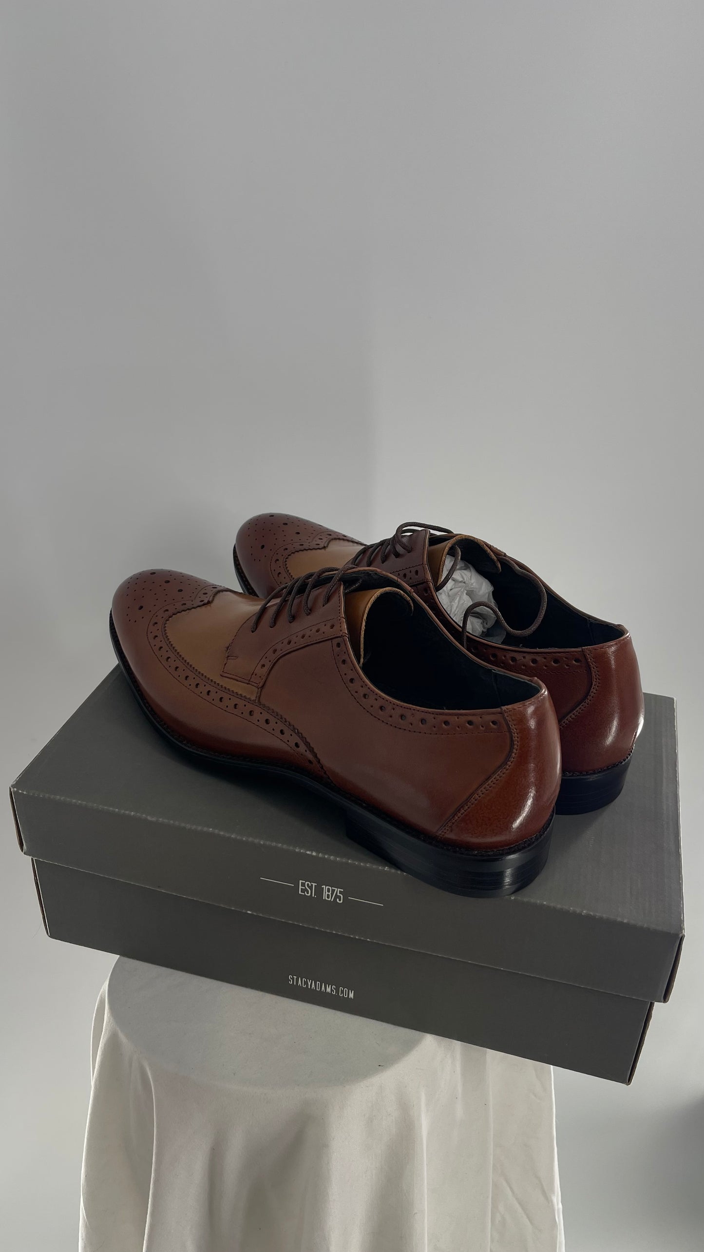 STACY ADAMS Brown and Tan Patent Leather Oxfords (13)