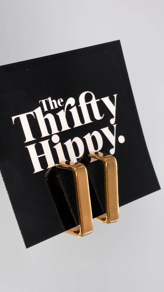 Vintage Gold Square Hoop Earrings