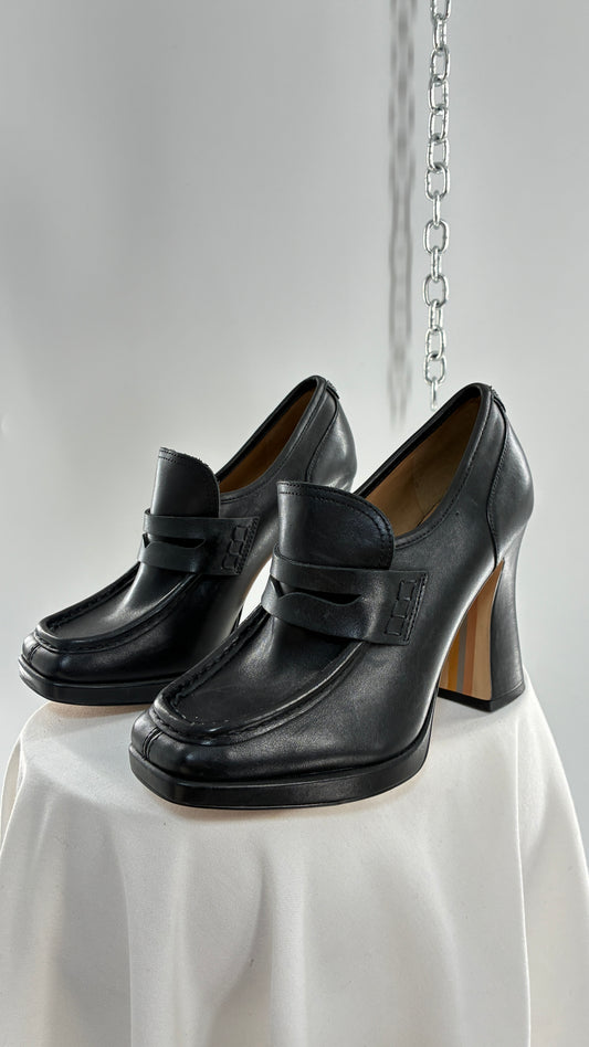 Vintage Sam Edelman Jeanette Black Genuine Leather Chunky Heel Oxfords (9)