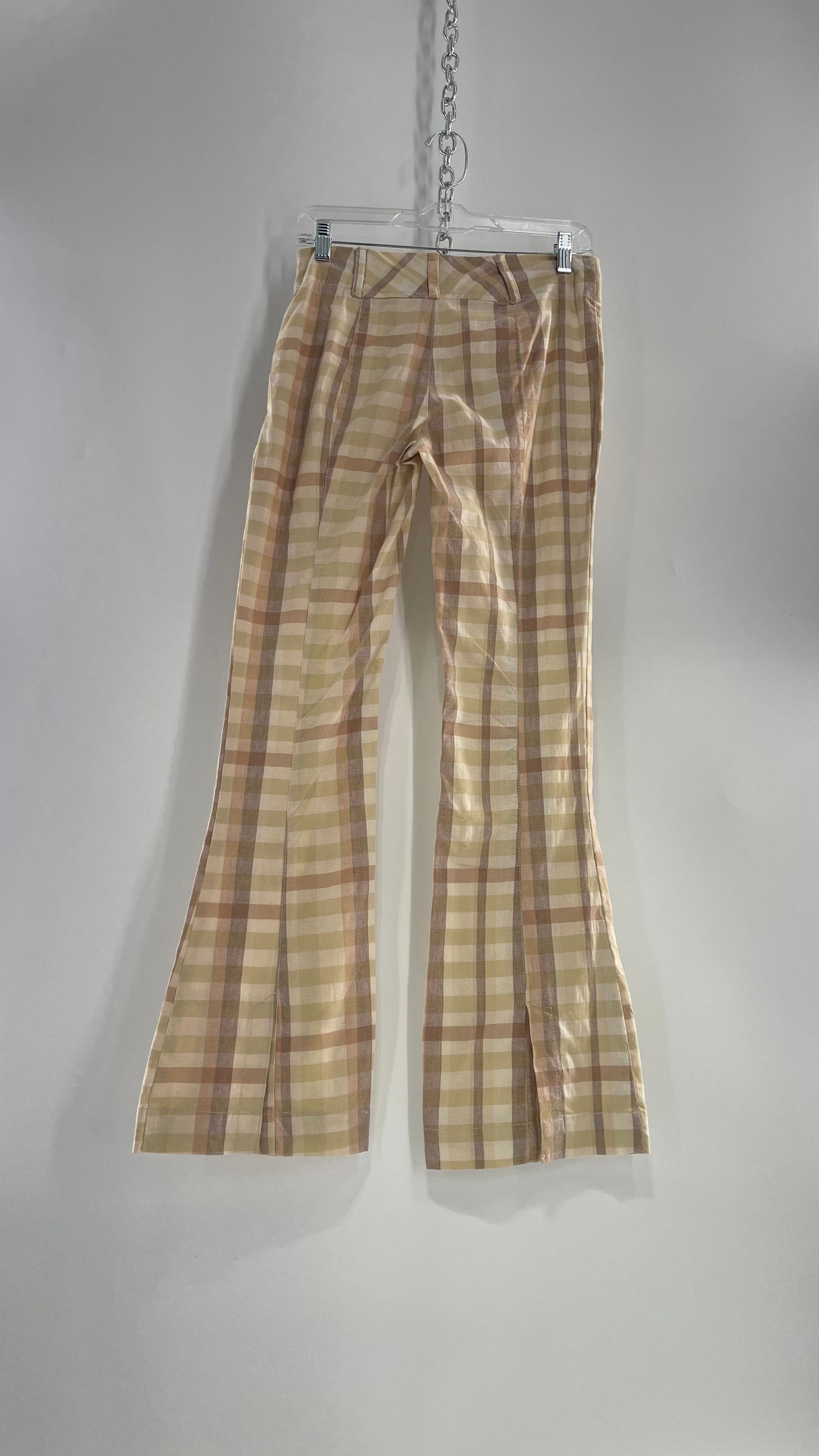 Free People Low Waisted Kickflare Gingham Plaid Picnic Pant (10)