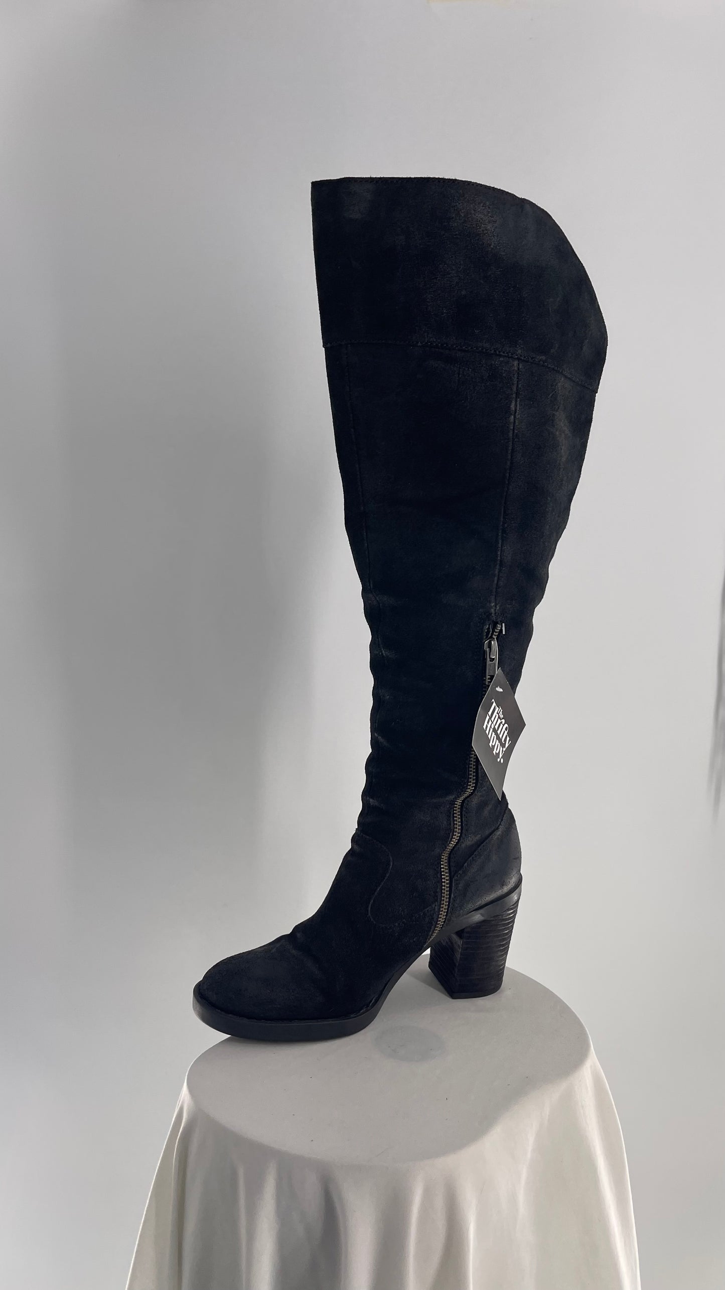 Born Metallic Textured Black Suede Tall Boot (8.5)