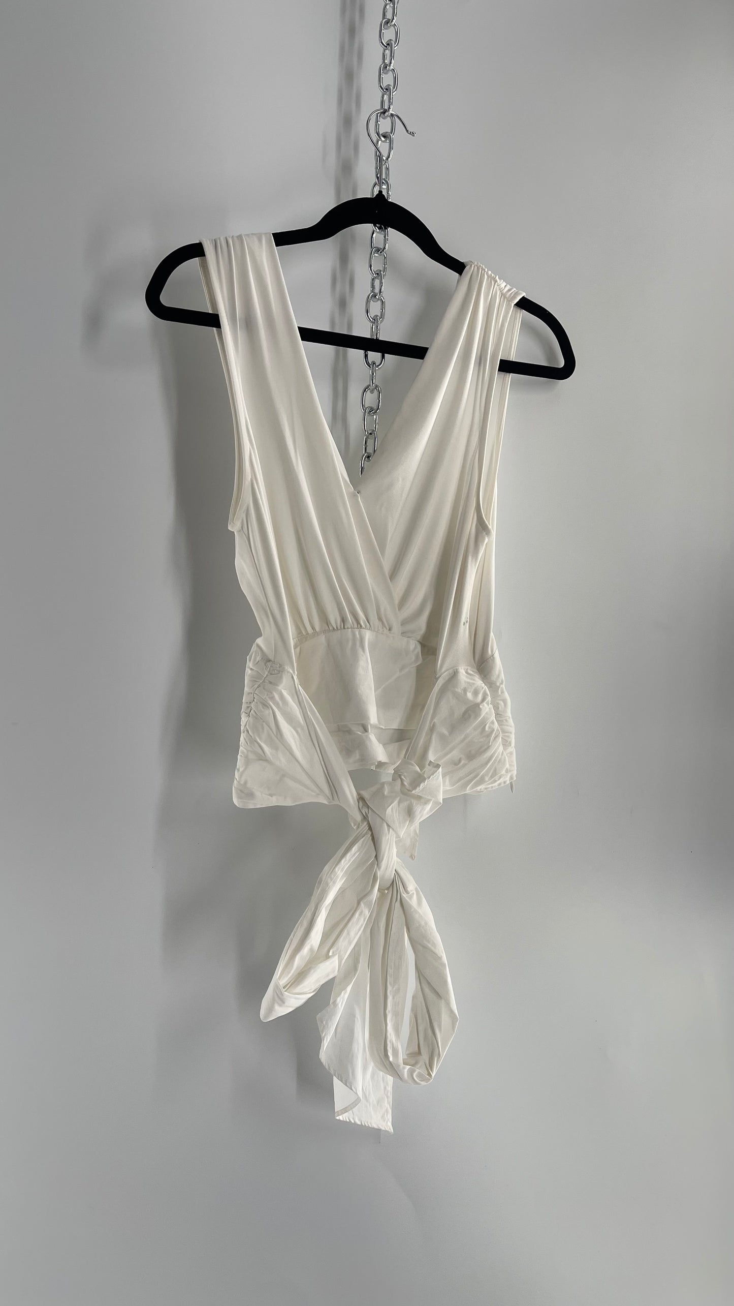 Sunday in Brooklyn Anthropologie White Wrap Around Tie Up Tank (Medium)