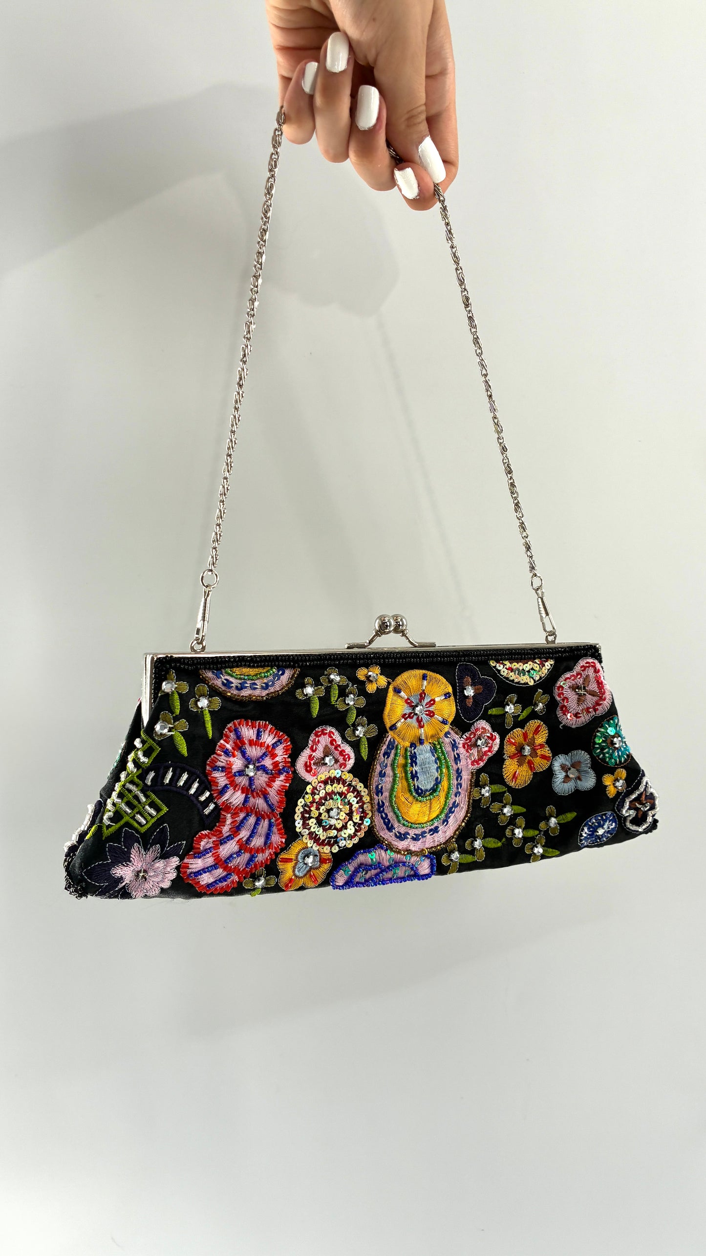 Vintage 1990s New York & Company Black Beaded Bag