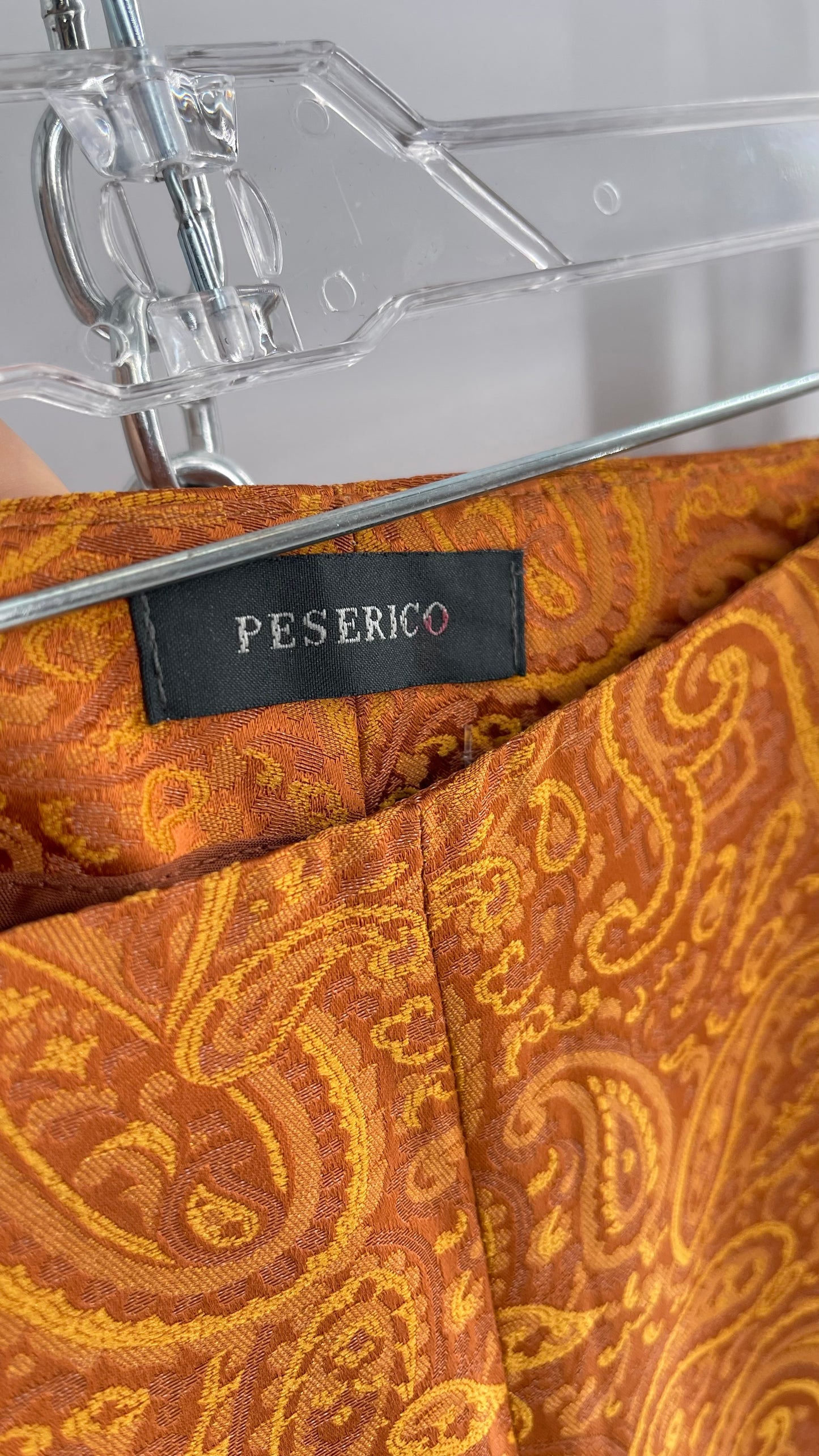 Peserico Italian Vintage Gold/Mustard Orange Paisley Patterned 56% Acetate Trouser (40)