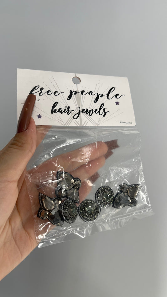 Free People Black/Grey Velcro Hair Jewels