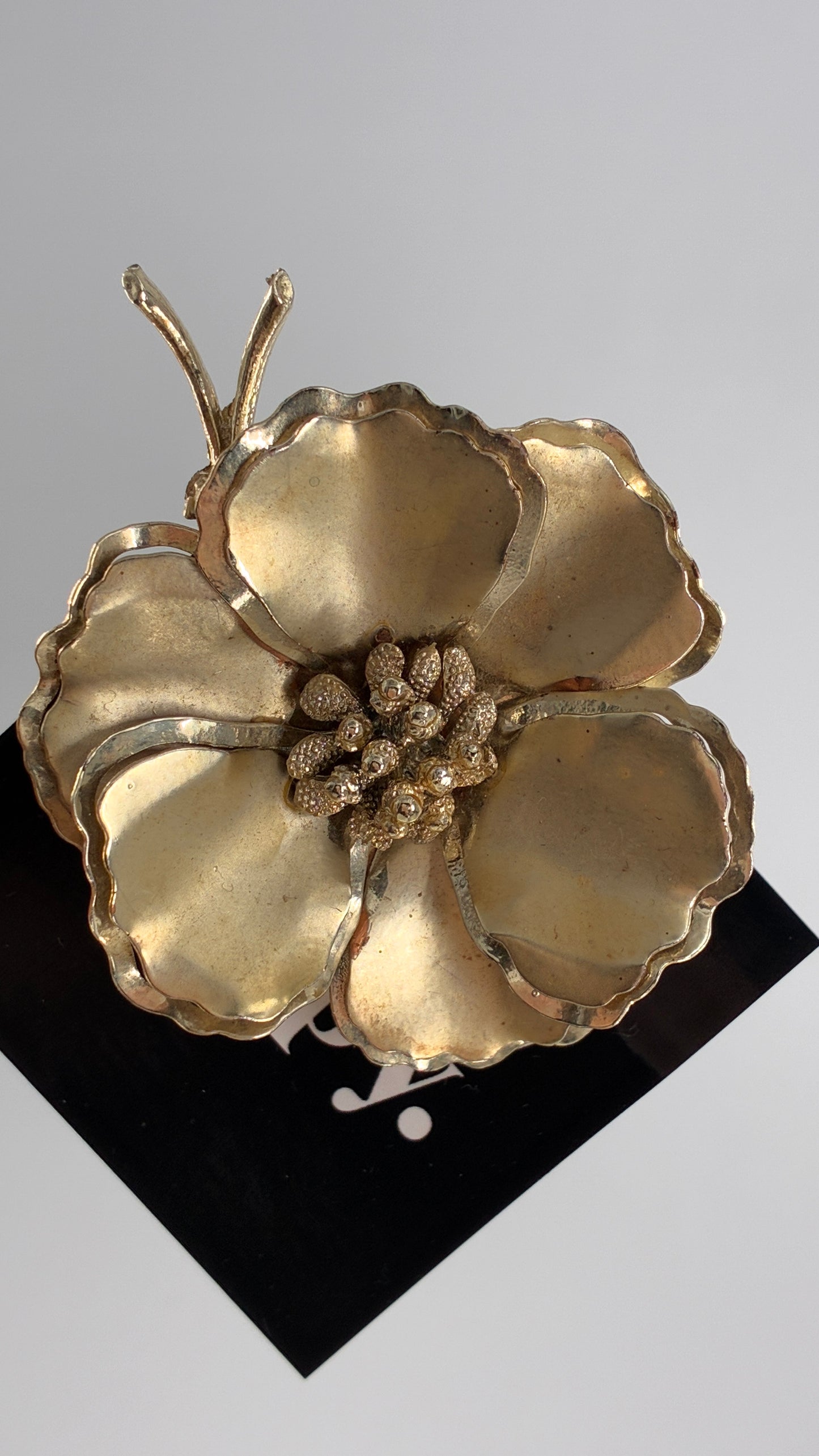 Vintage Oversized Gold Floral Brooch Pin