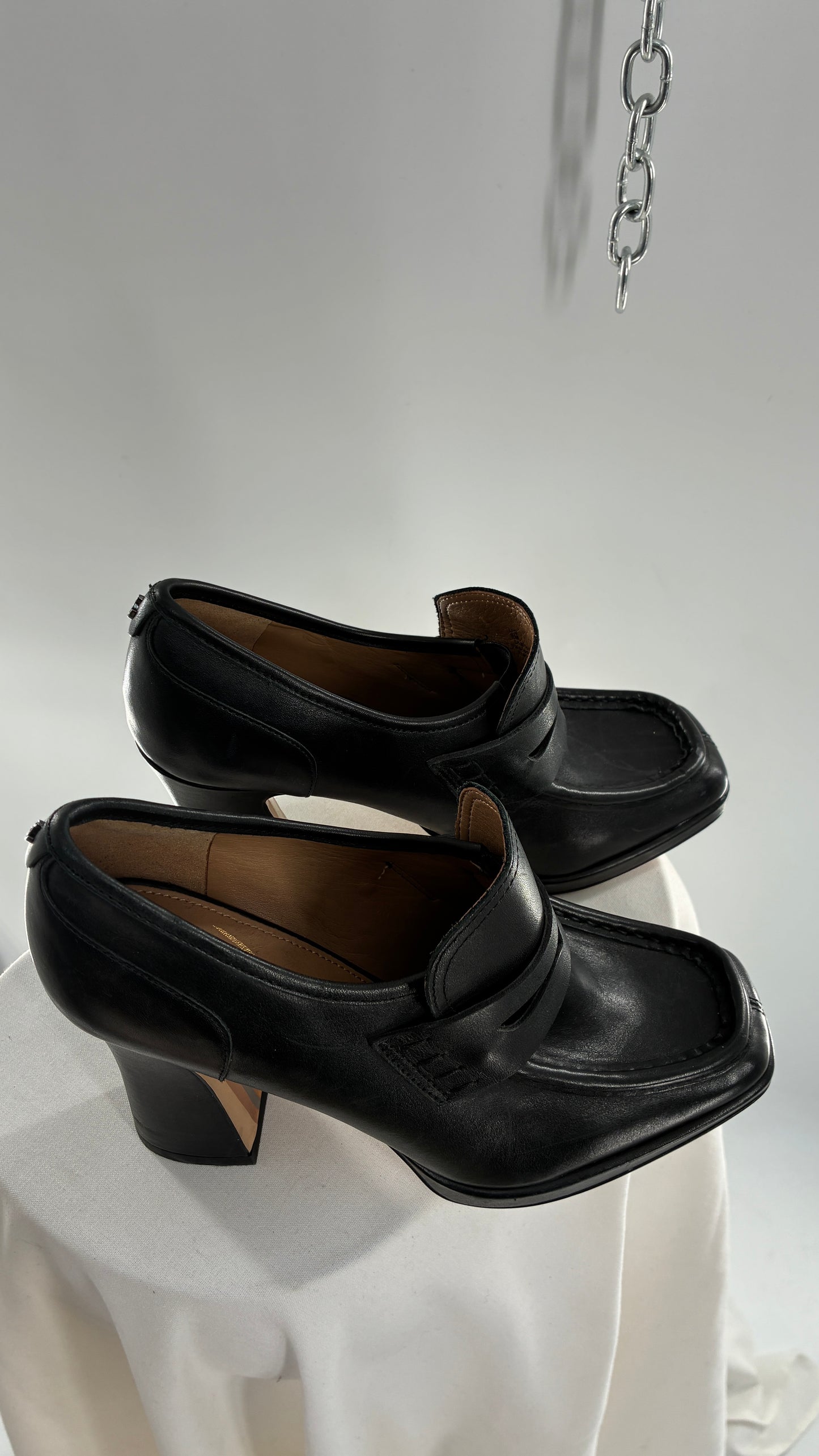 Vintage Sam Edelman Jeanette Black Genuine Leather Chunky Heel Oxfords (9)