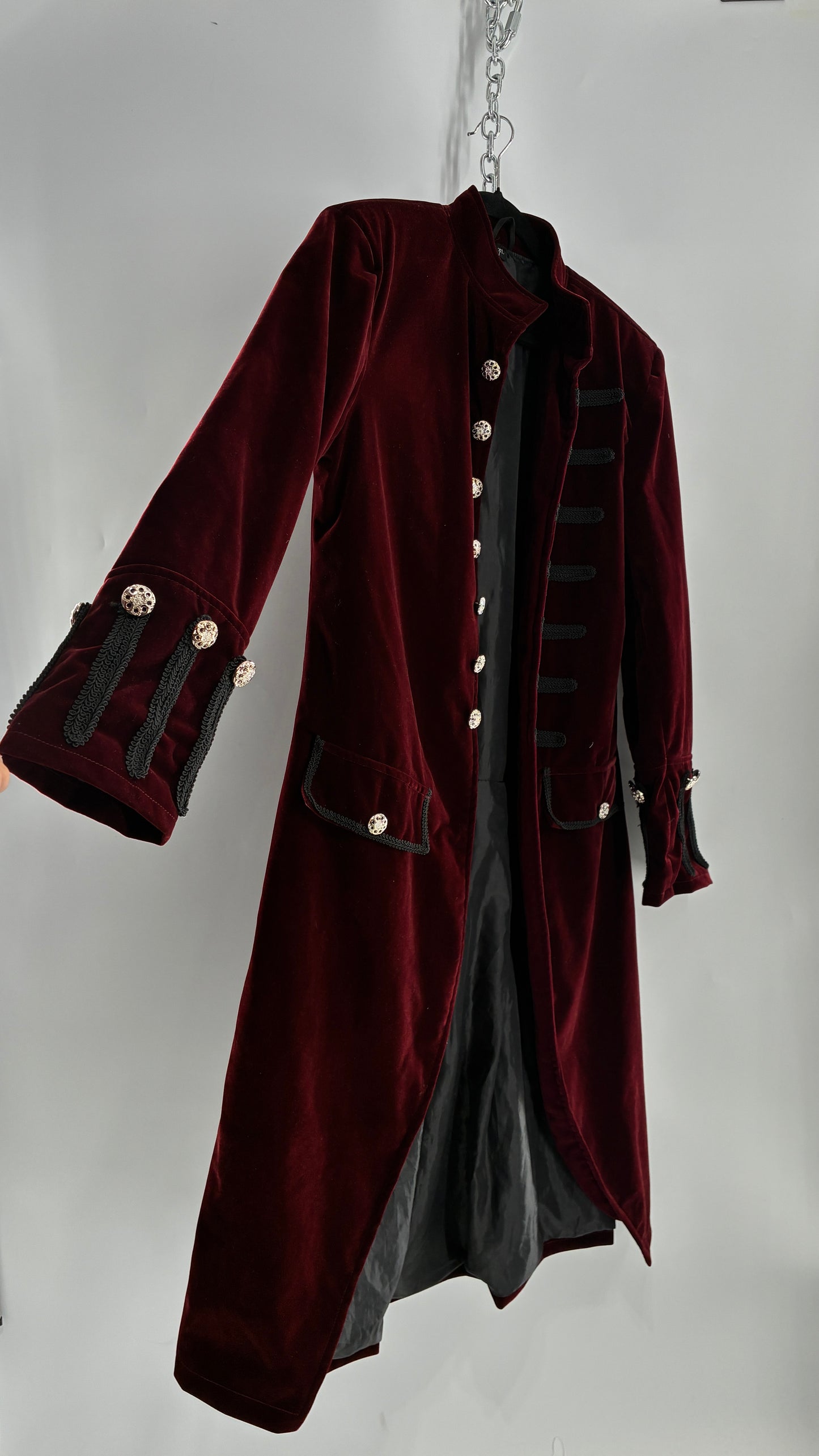 Velour Crimson Steampunk Drummer Coat (XL)