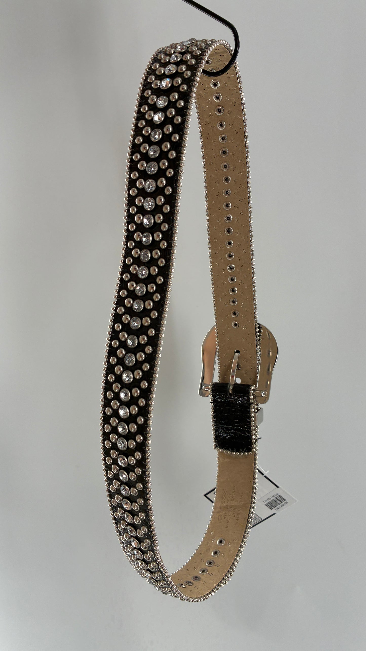 Vintage GUESS Black Rhinestone Studded Belt (Large)