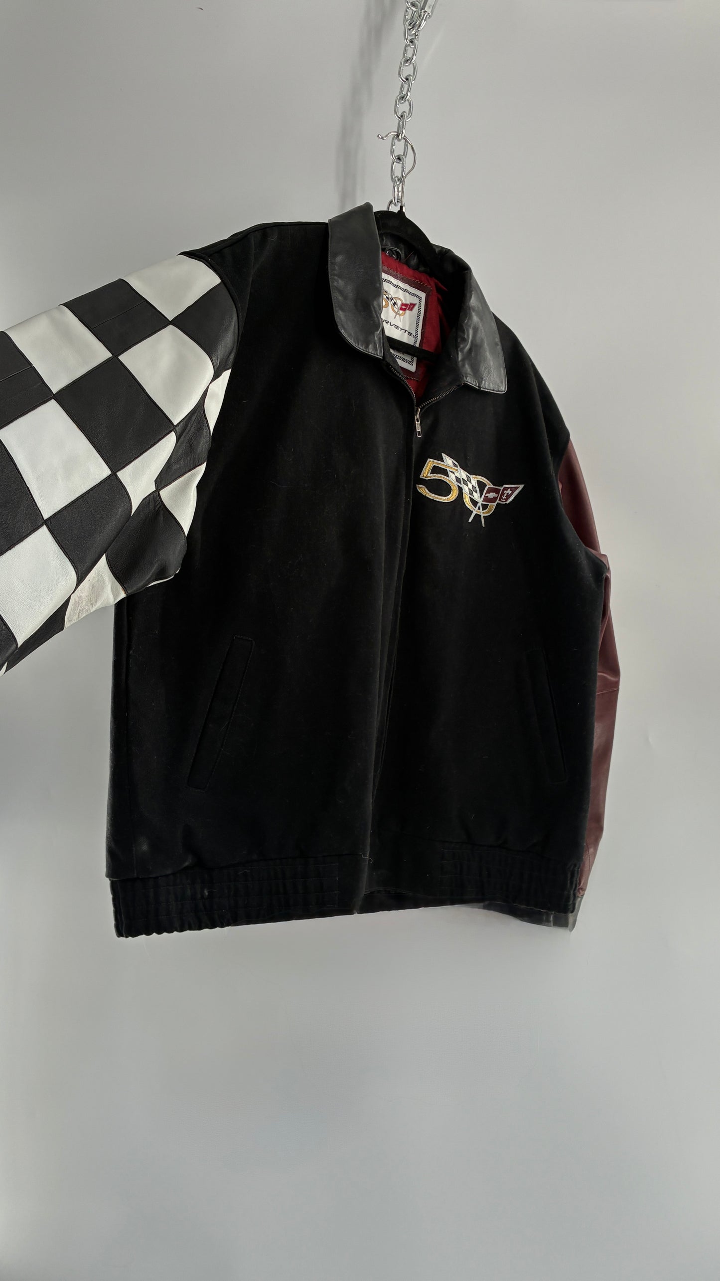 RARE Vintage Chevy CORVETTE 50th Anniversary Leather Varsity Style Jacket (Large)