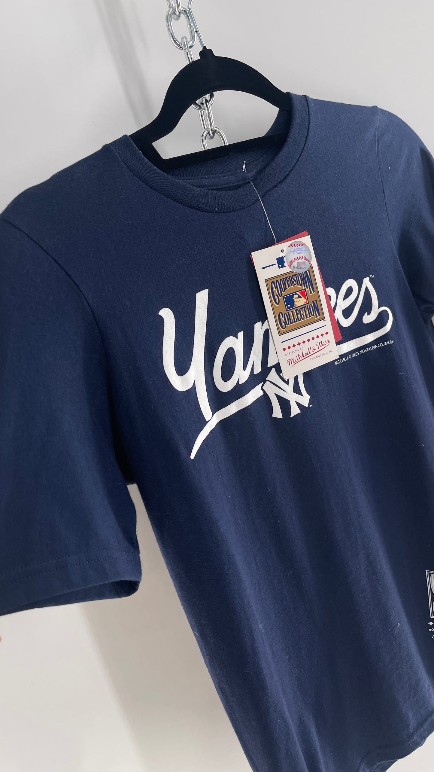 Official Navy Blue Yankees Baby T with Tags Attached Cooperstown Mitchell & Ness (S adult or 10/12 kids)