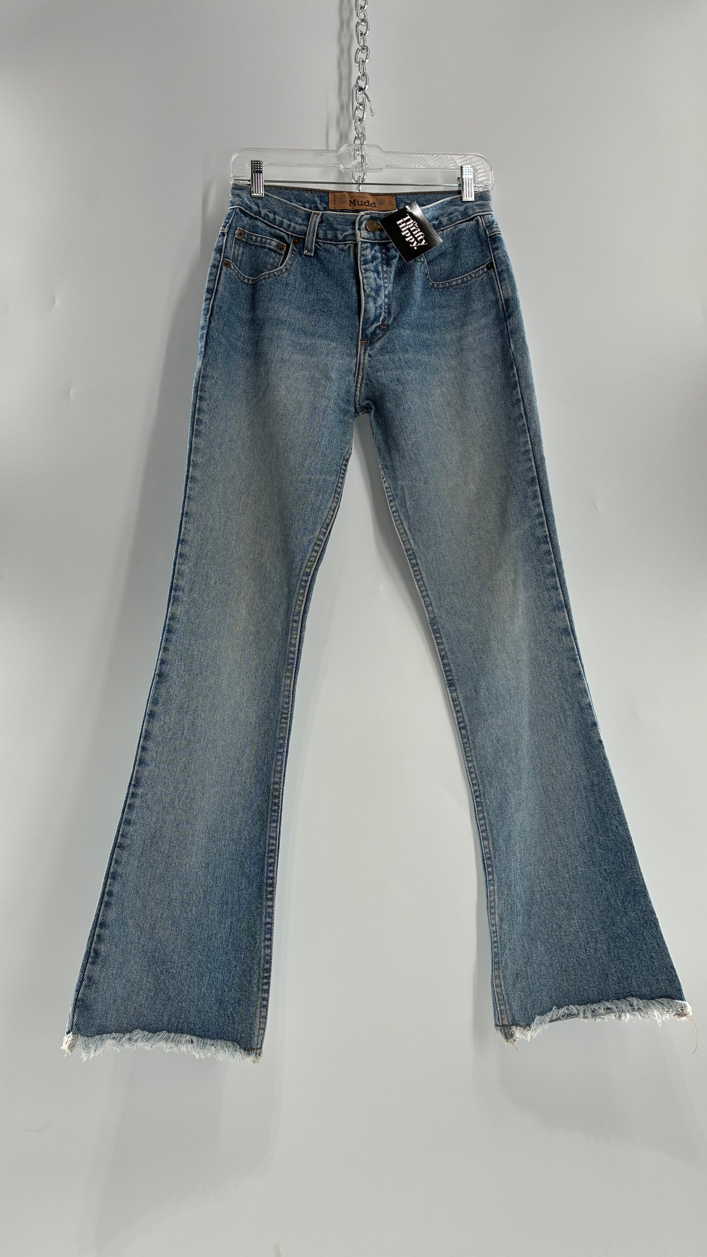 Vintage MUDD Light Wash Kick Flare Jeans with Oversized Jacron (7)