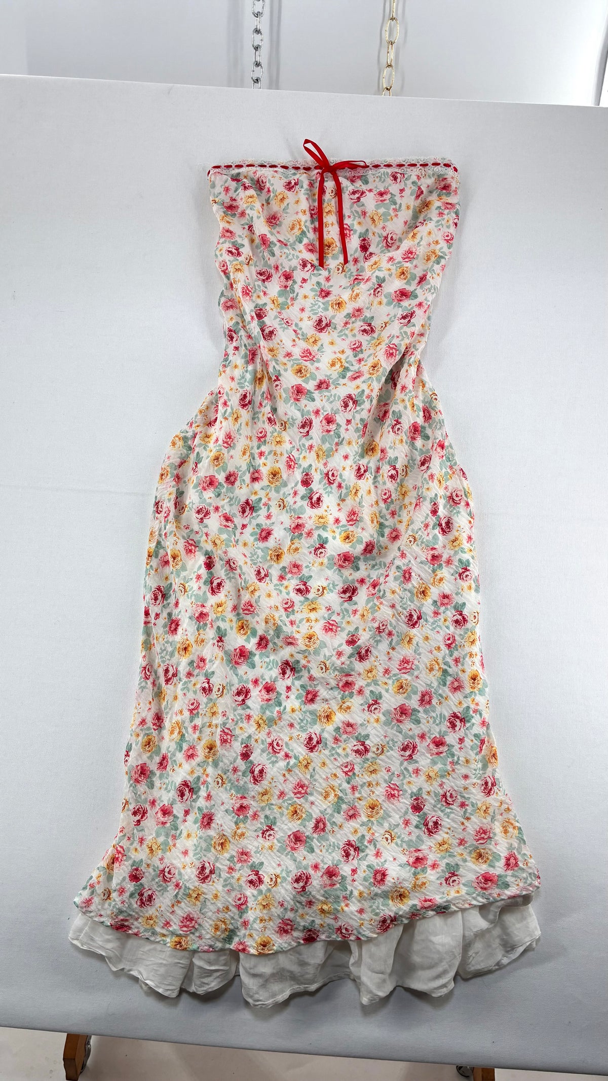 JESSICA SIMPSON Floral Crimped Tube Dress with Ribbon Detail  (Medium)