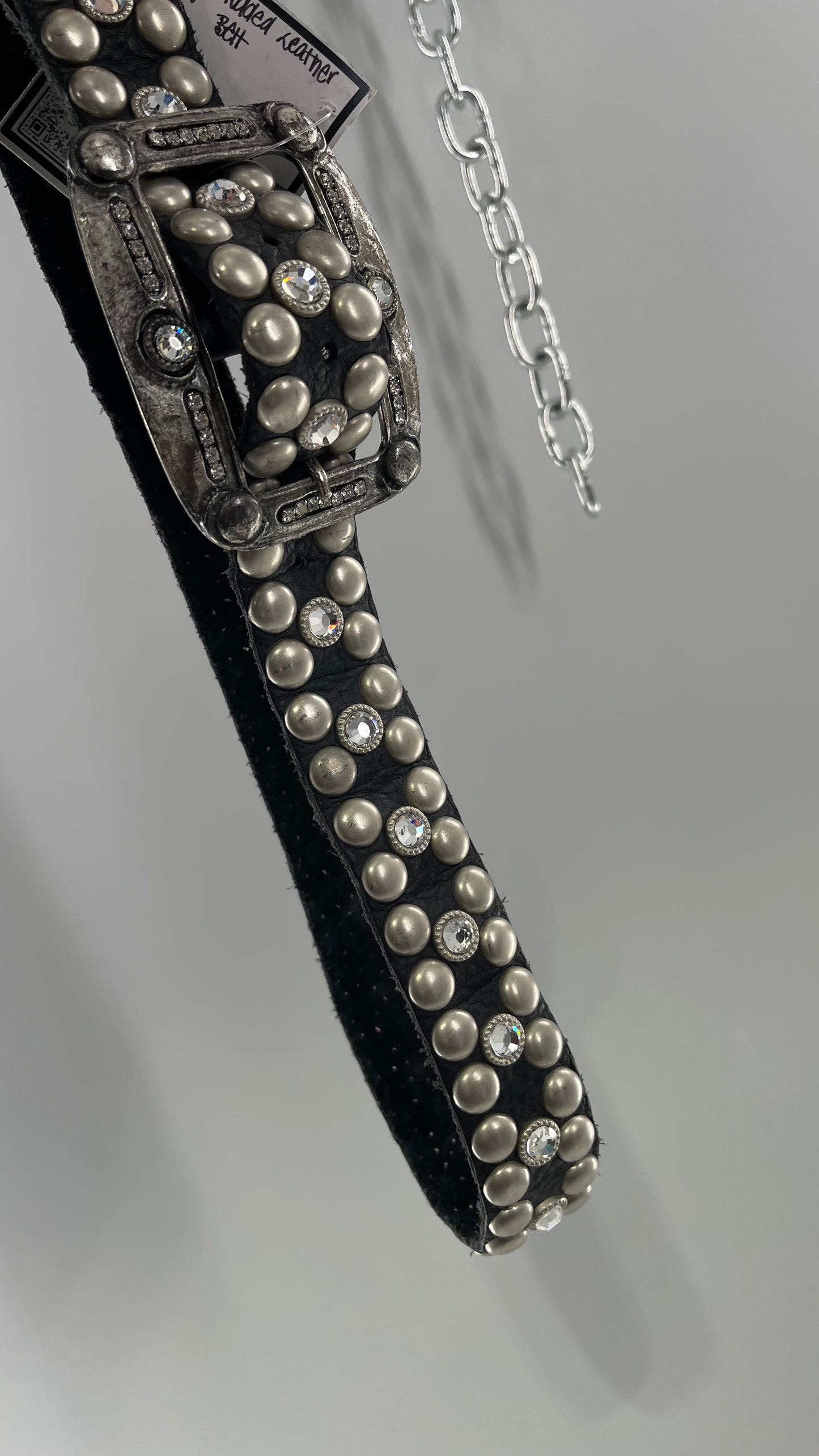 Vintage NEW Swarovski Crystal Iconic Cowboy Belt with Studded Leather Detailing (Small)