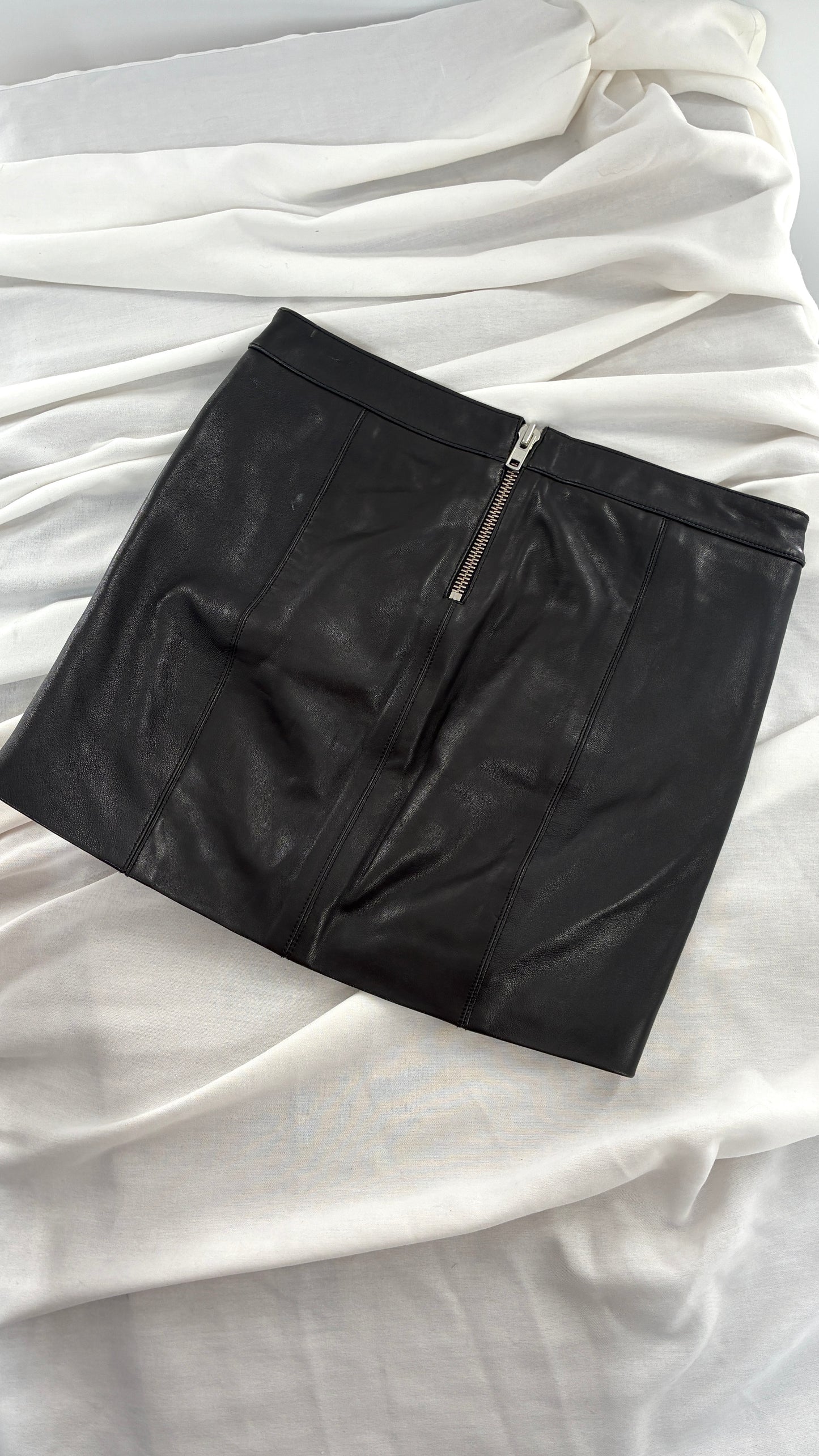 MASON 100% Lambskin Leather Skirt with Zipper Details (0)