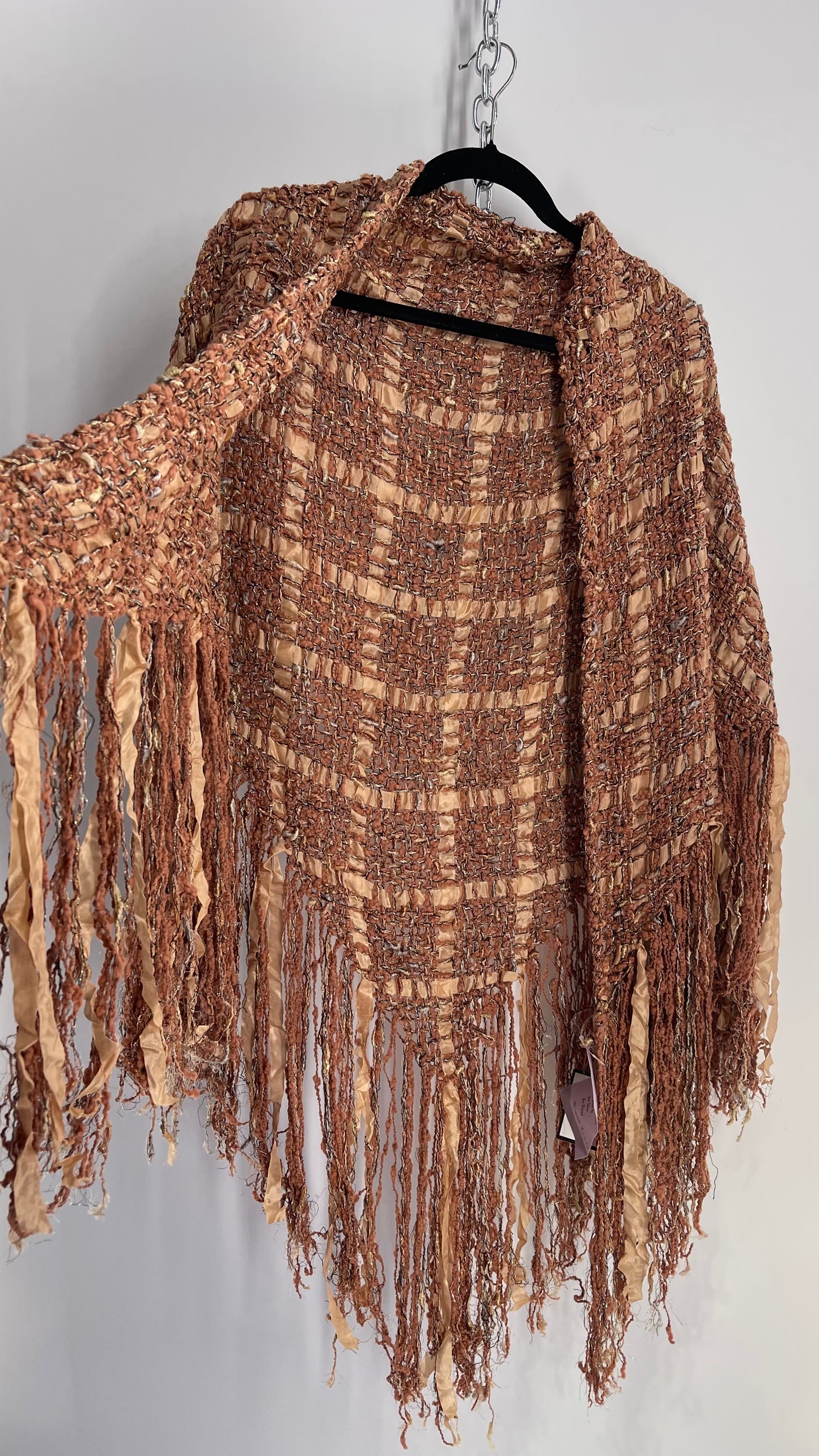 Vintage Fringed Scarf/Cape Benefits Hand Woven by Bob Gibson and Jon Fivecoat (One Size)