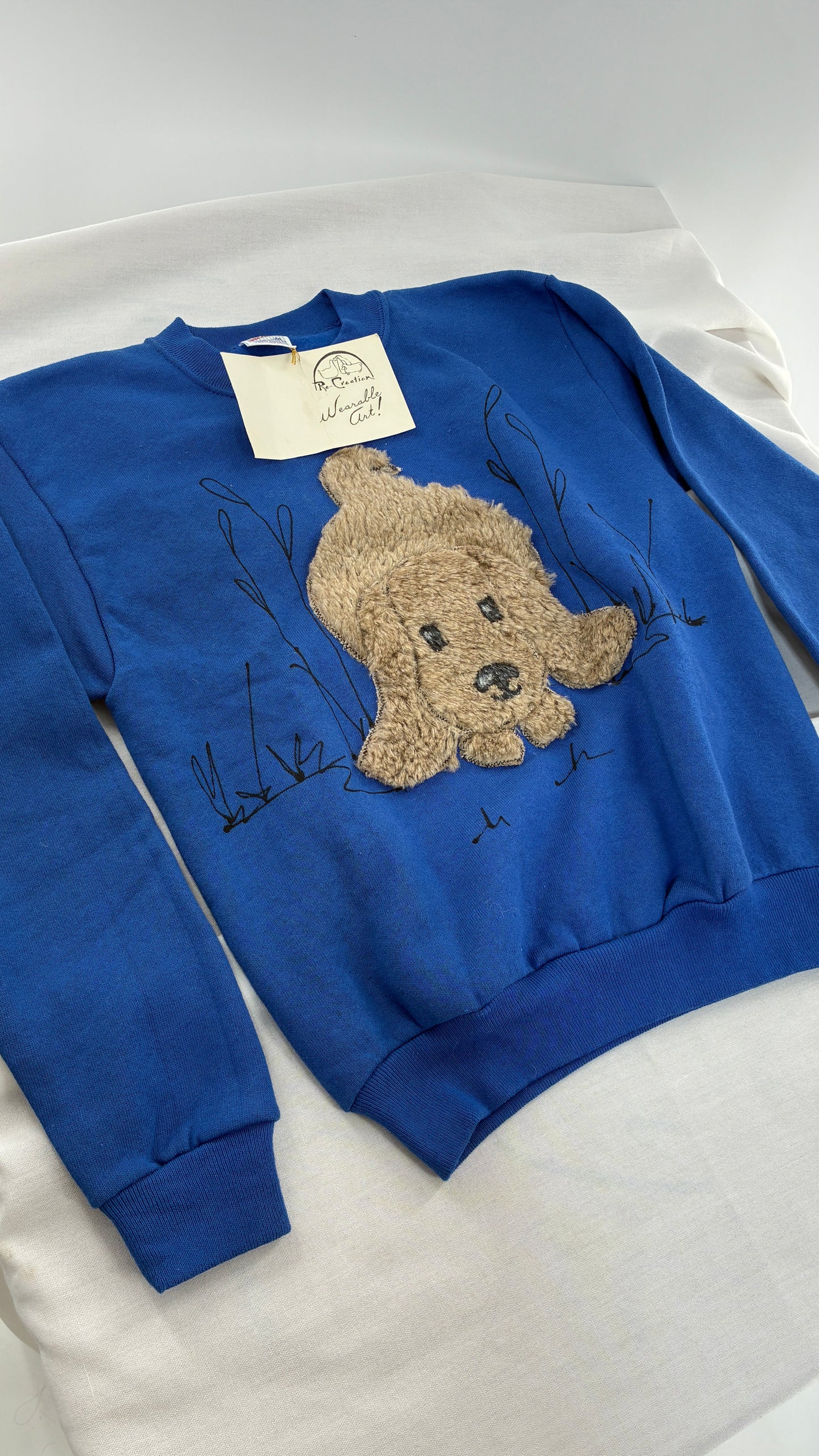 Deadstock Vintage RECREATION Hand Painted Kid’s Crewneck with Handwritten Tag (M 10/12)