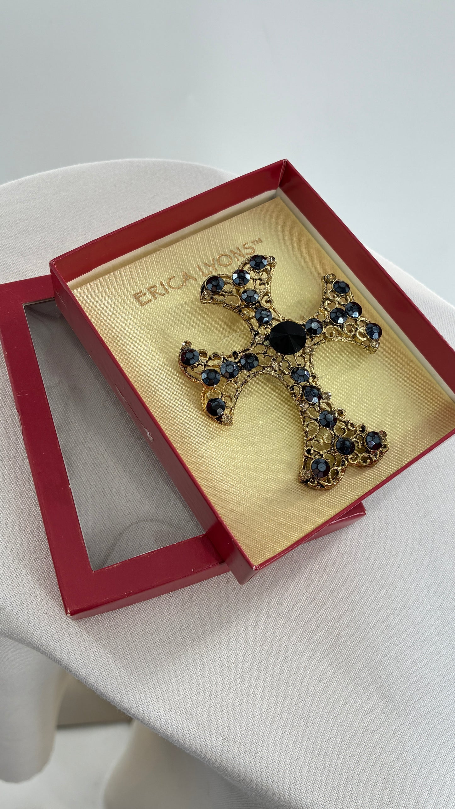 Vintage Oversized Ornate Cross Brooch