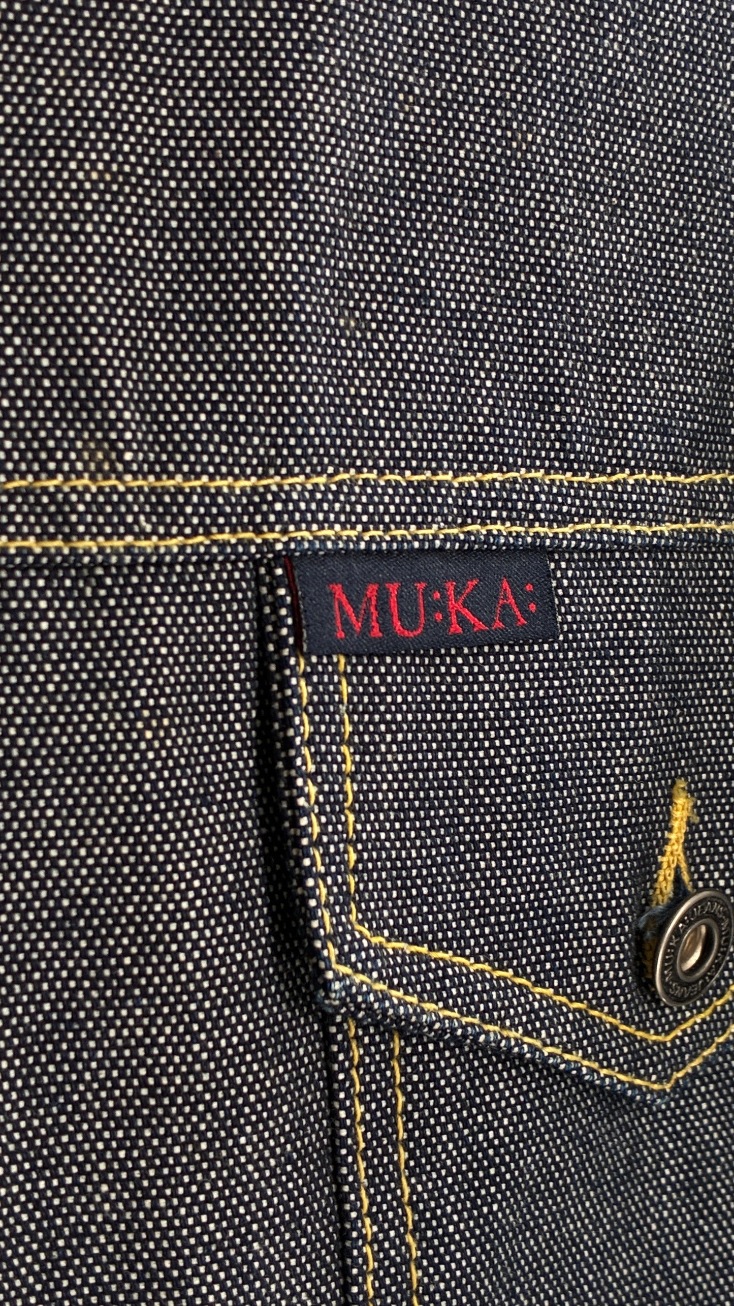 Vintage 1990s MU:KA: JEANS Men’s Dark Wash Japanese Style Denim Baggy Straight Legs and Oversized Jacket Set (L, 32x32)