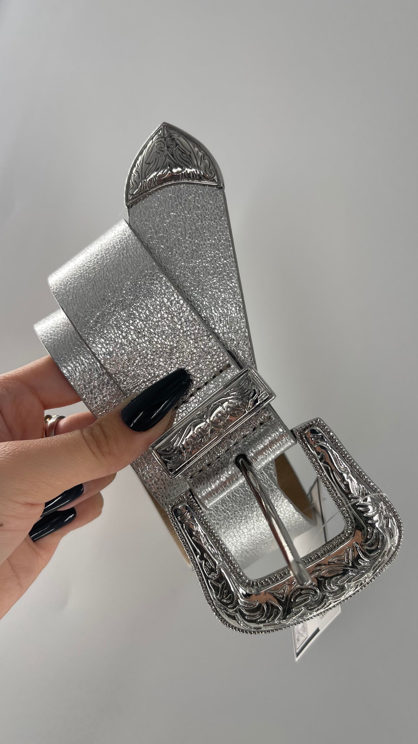 Urban Outfitters Silver Metallic Space Cowboy Belt (Small)