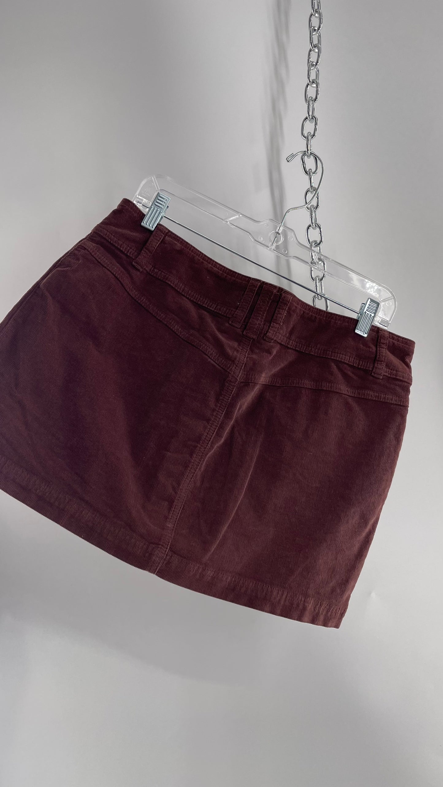 Free People Brown Corduroy Button Front Mini Skirt with Front Pockets (29)