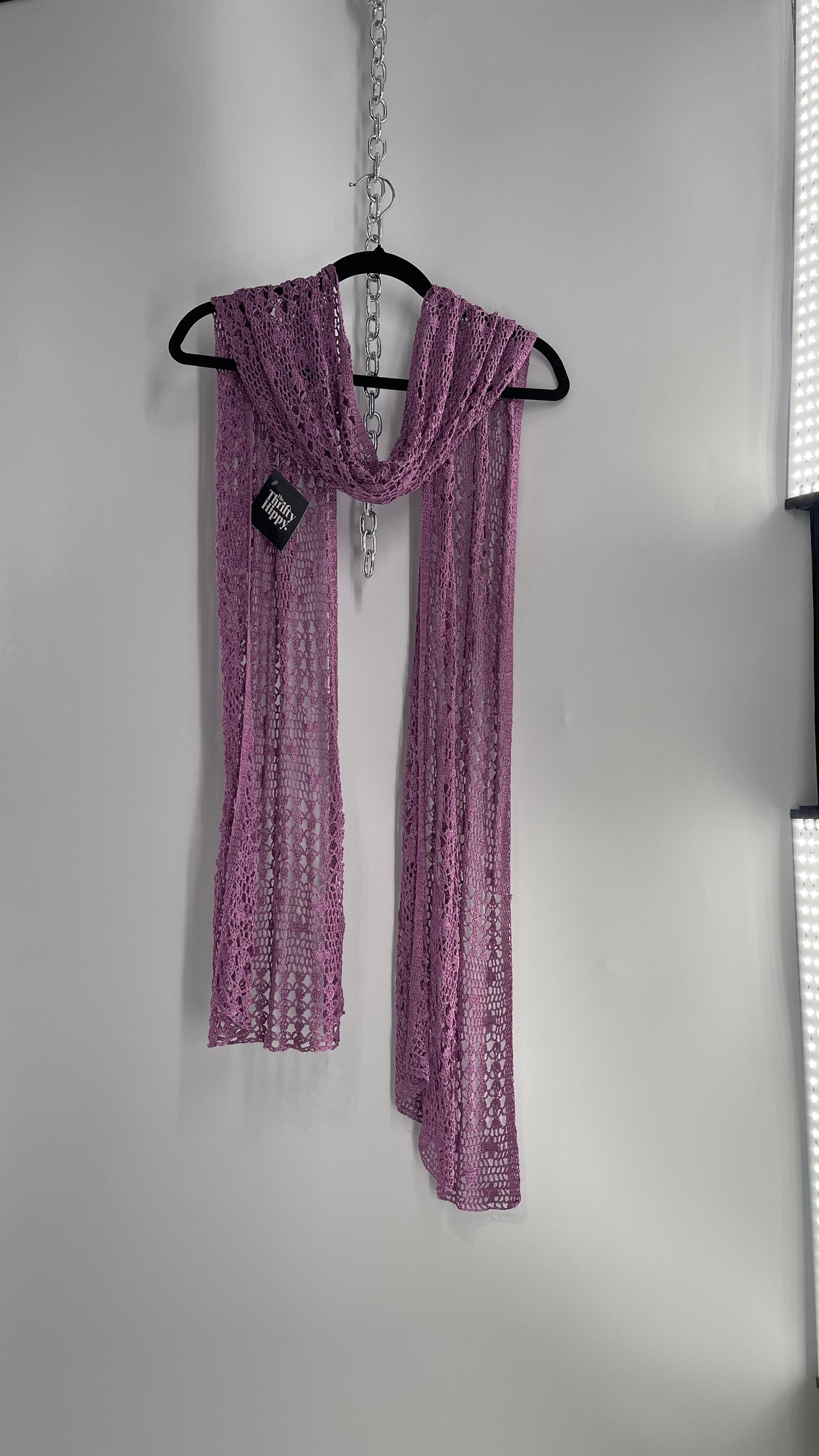 Vintage Purple Crochet Skinny Scarf Extra Long