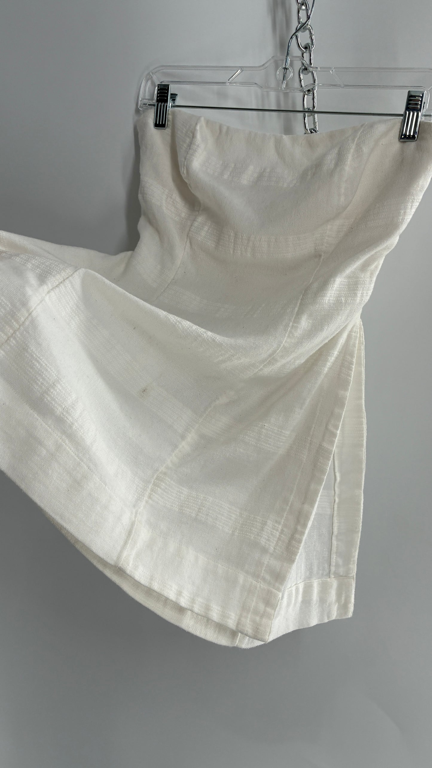 Free People White Side Slit Long Tie Back Button Side Tube Top (S)