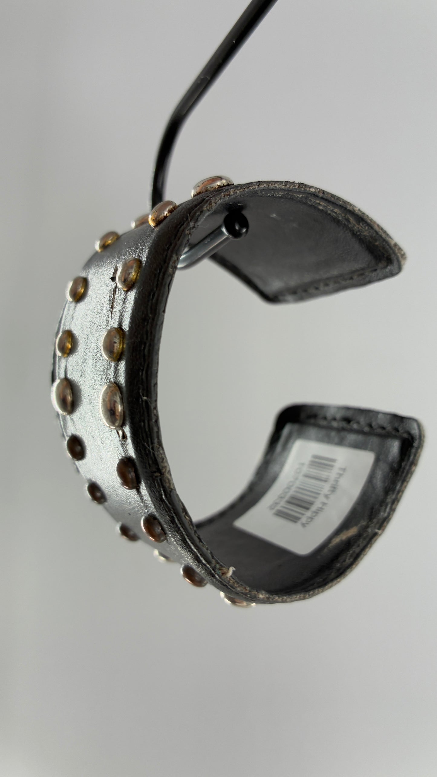 Vintage Leather Studded Mixed Metal Bangle