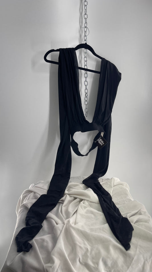 Intimately Free People Black Backless Double Lined Multi Way Tie Back Top (Small)