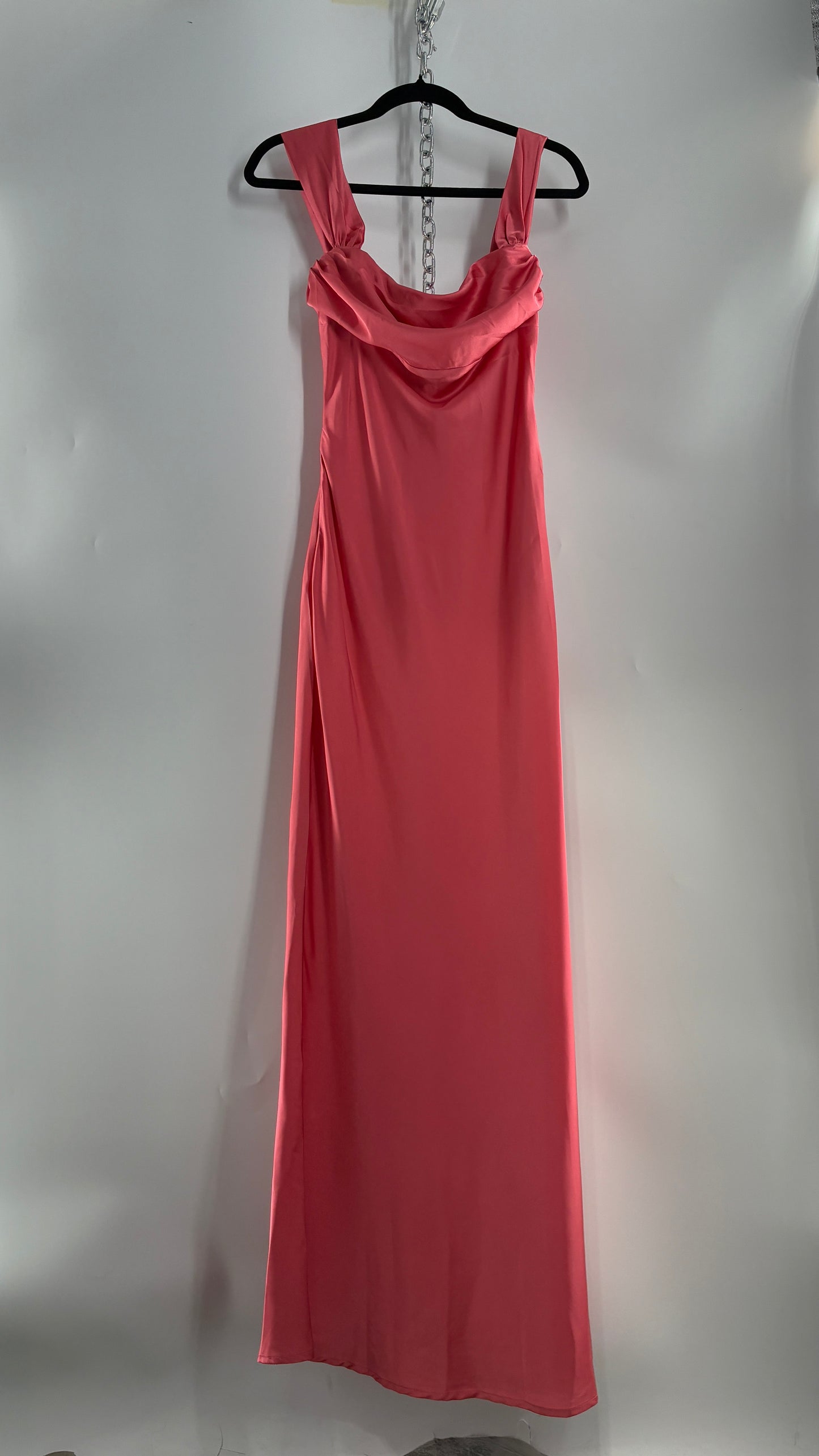 BEGINNINGS Coral Pink Gown with Draped Bust and Tags Attached  (6)