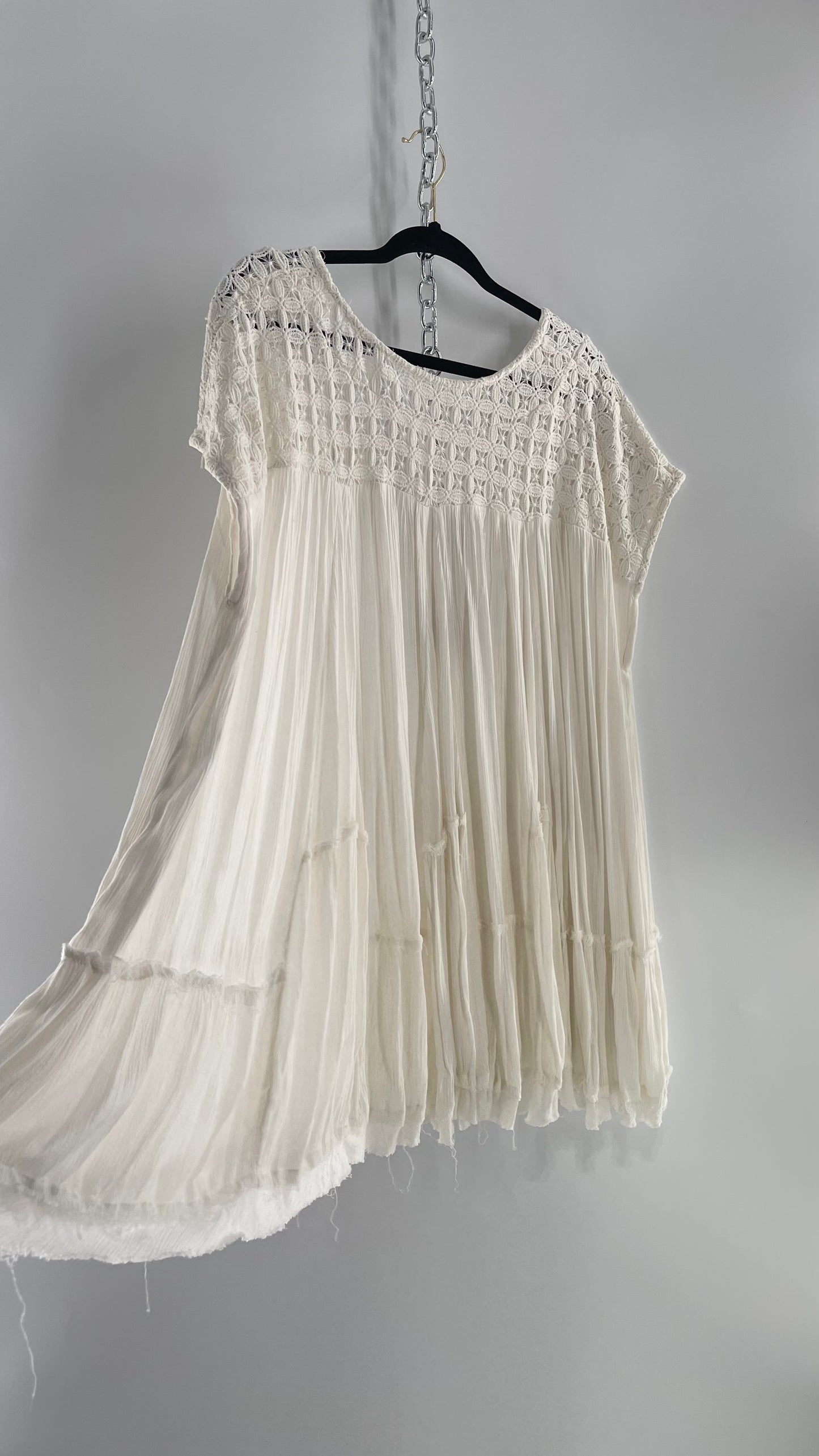 Free People White Cotton Voluminous T Shirt Dress (S)