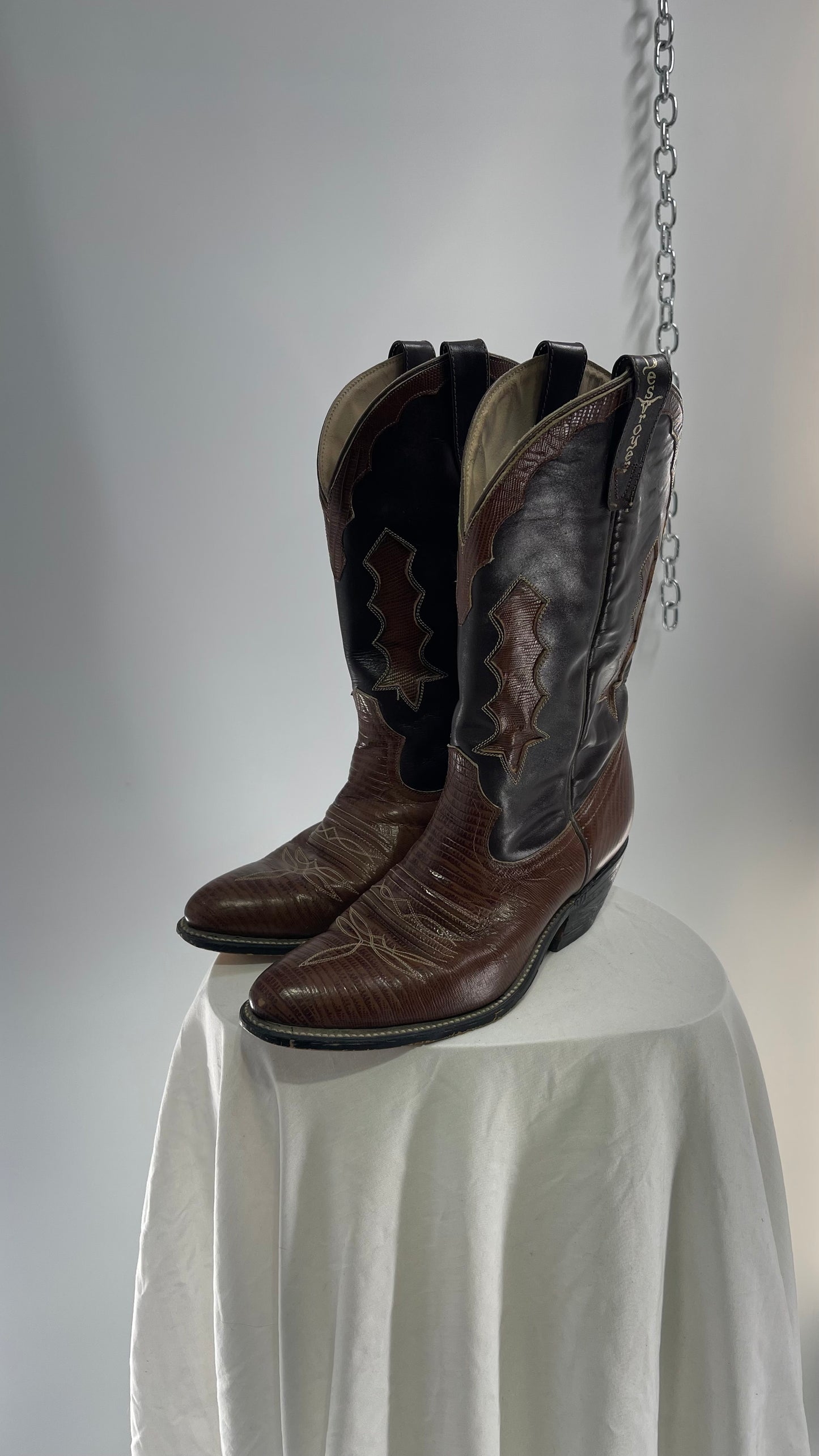 Vintage Brown Genuine Leather Cowboy Boots (8.5/9)