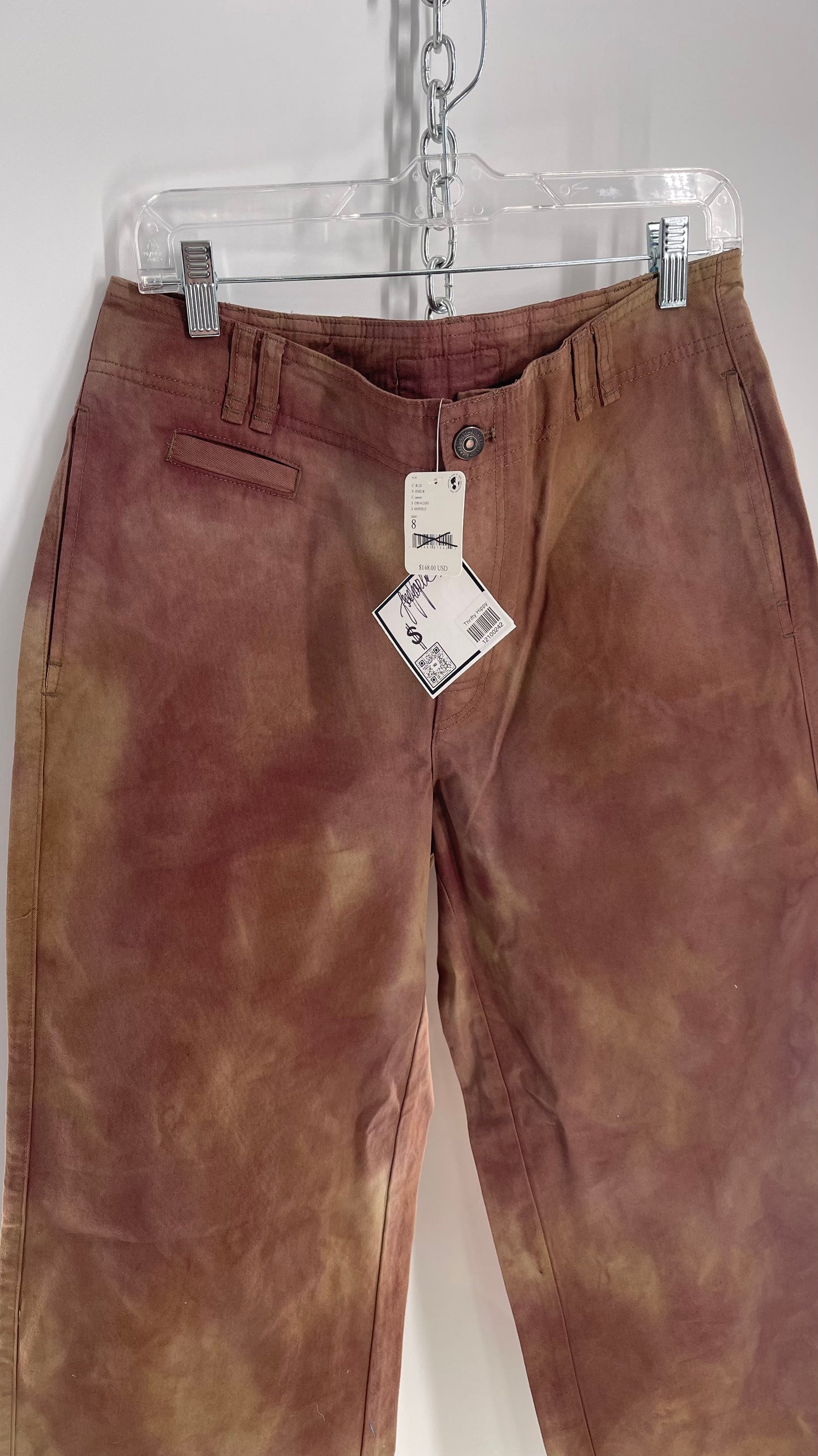 Free People Neutral Tone Tie Dye Baggy Carpenter Pant with Tags Attached (8)