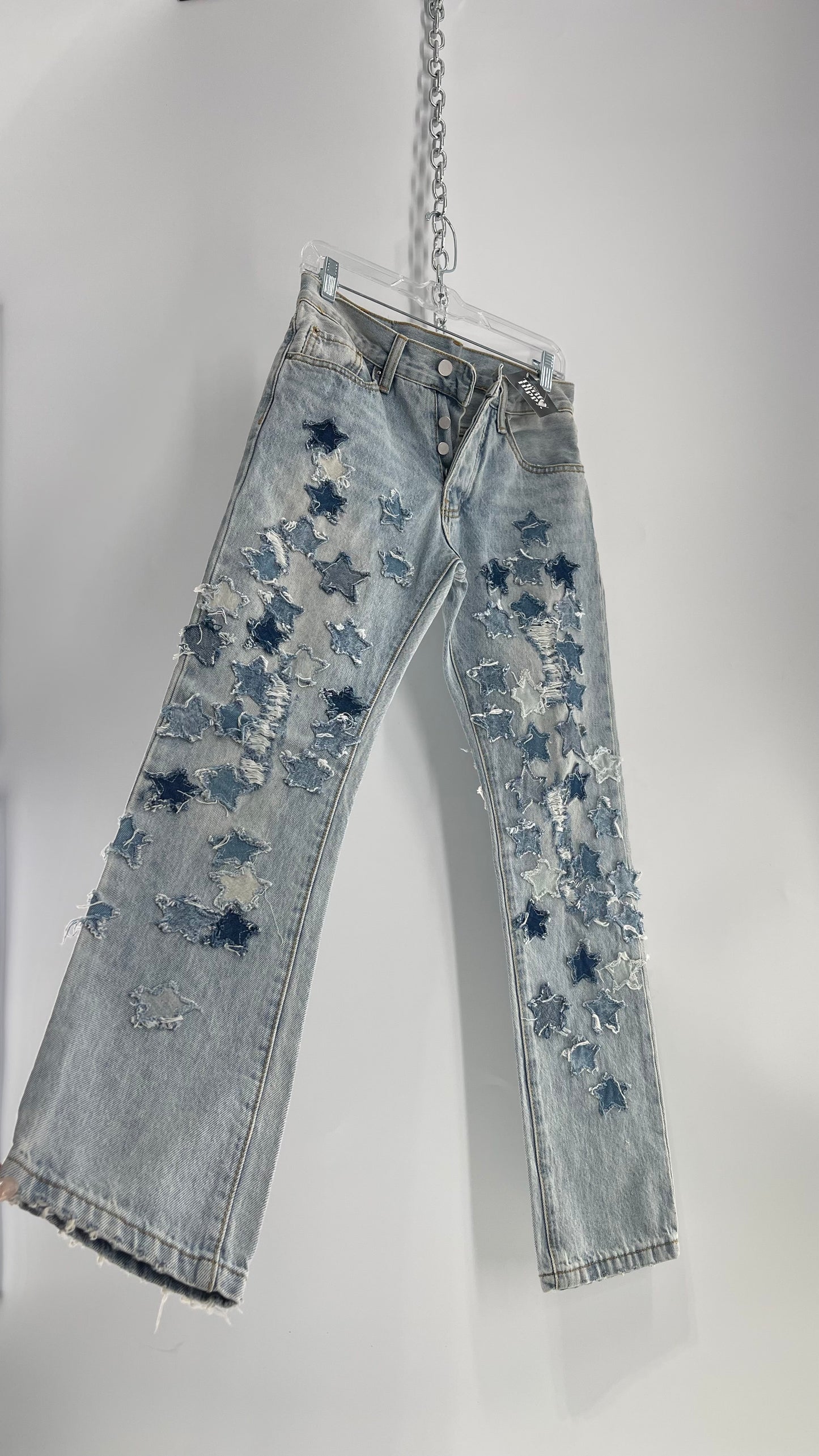 mnml Light Wash Jeans with Mixed Tone Jean Stars (28)