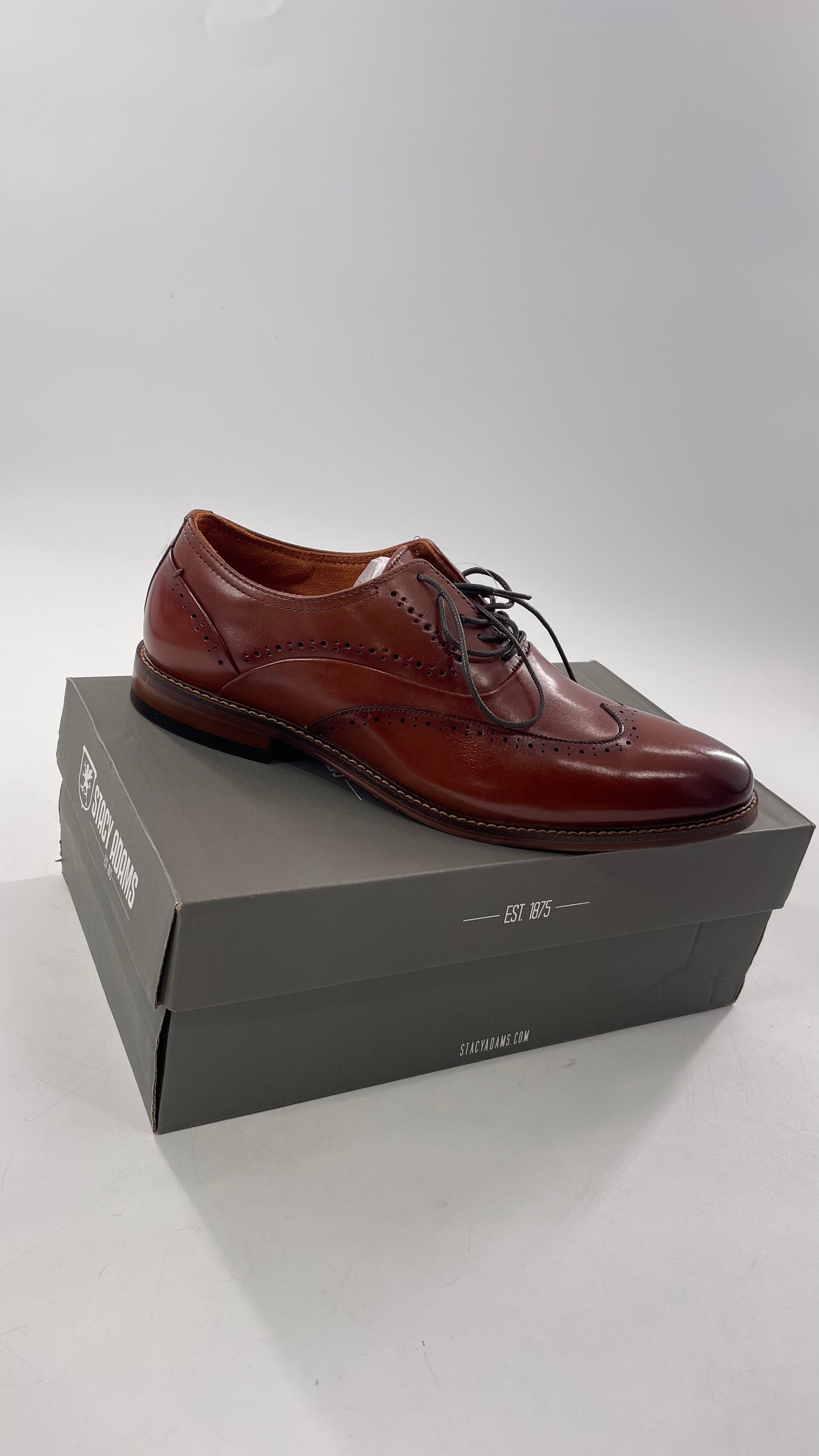 Stacy Adam’s Cognac Leather Brown MacArthur Oxford Dress Shoes (9)