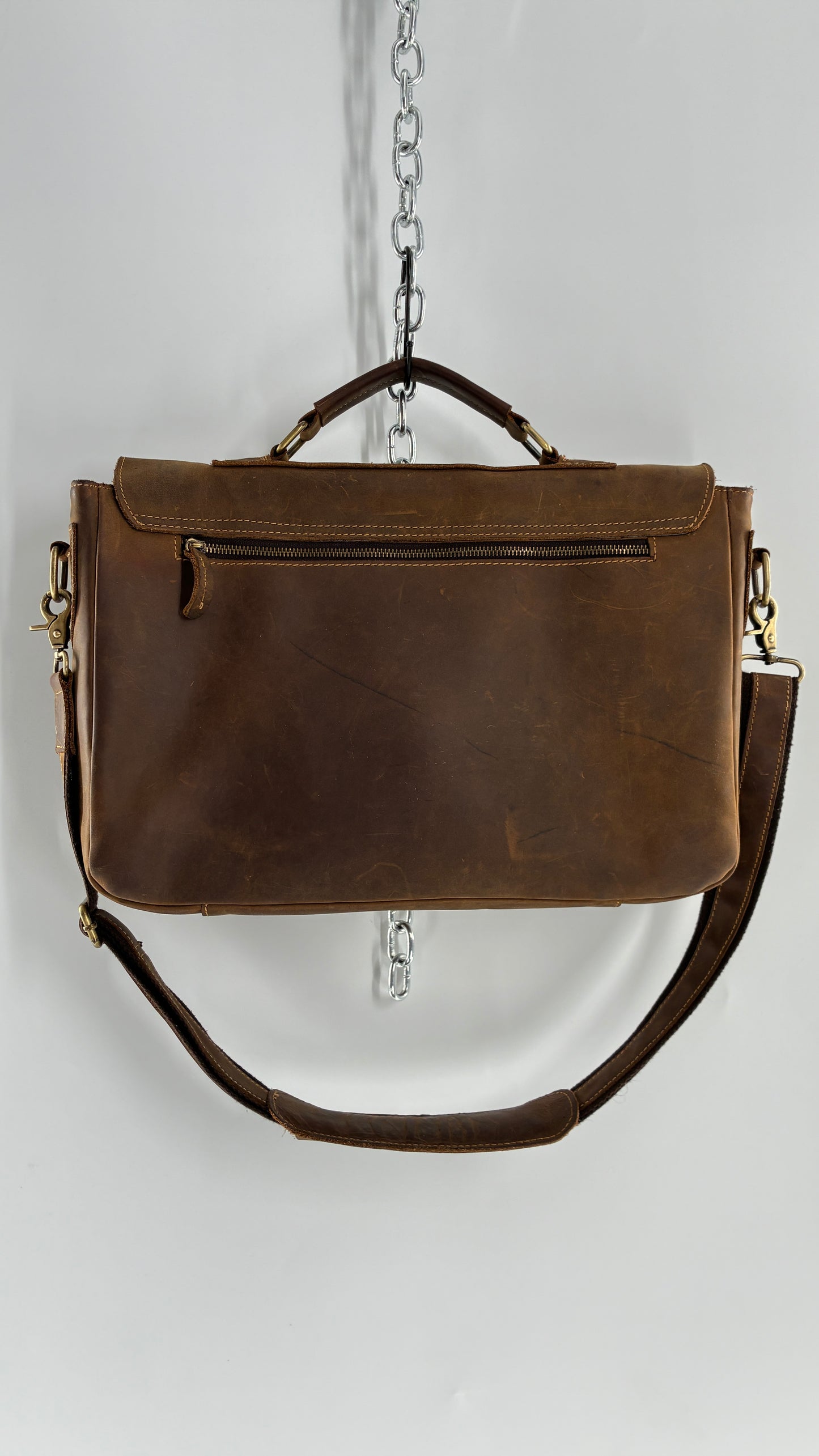 KATTEE Heavy Duty, Thick Genuine Leather Briefcase School Satchel Messenger Bag