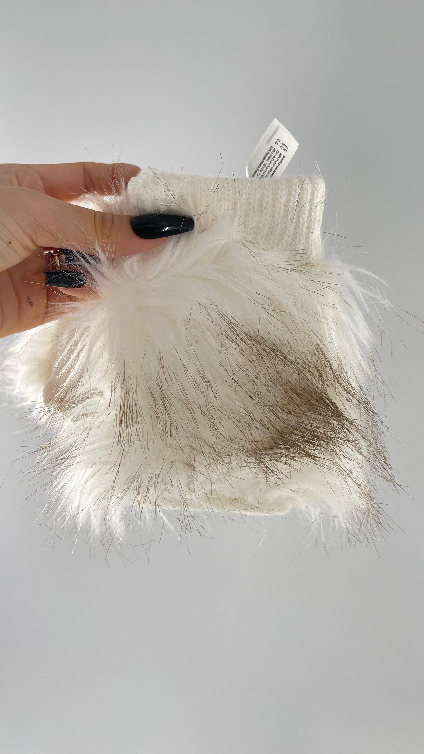 Anthropologie White Faux Fur Fingerless Gloves