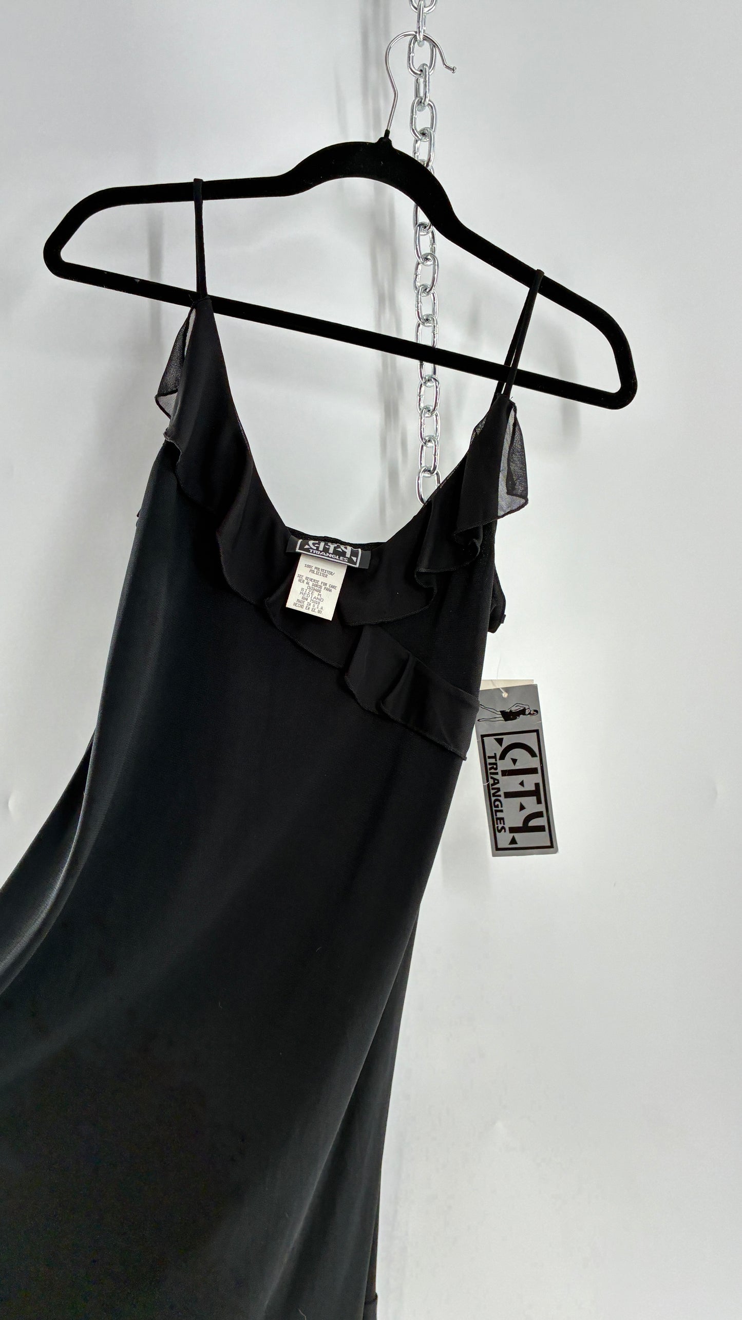 Deadstock Vintage City Triangles Black Asymmetric Dress (Medium)