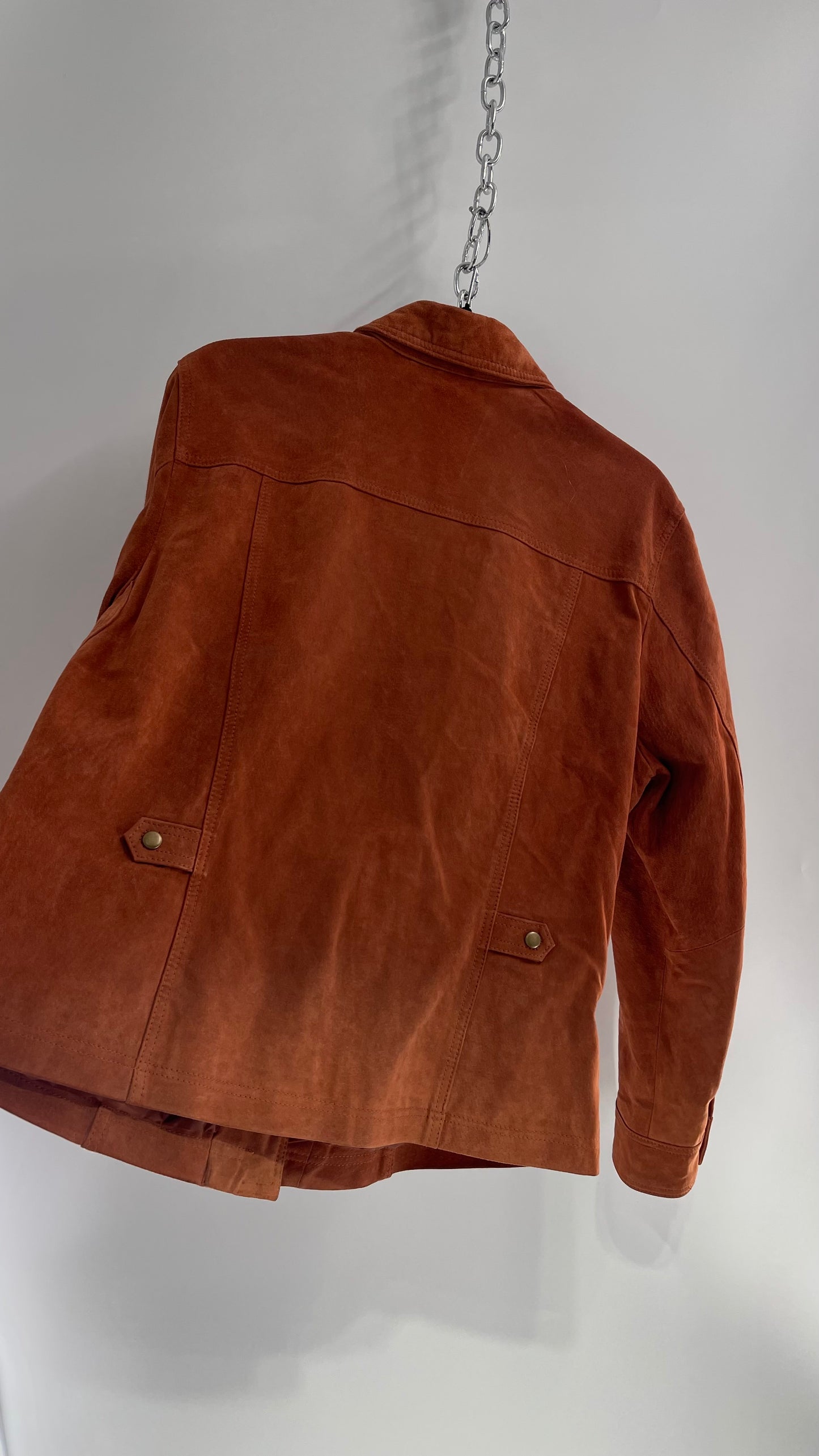 Vintage Burnt Orange Suede Leather Jacket (XL)