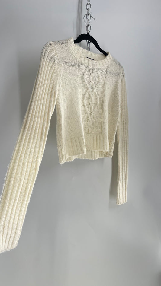 Vintage WetSeal White Argyle, Ribbed Sweater (XS)